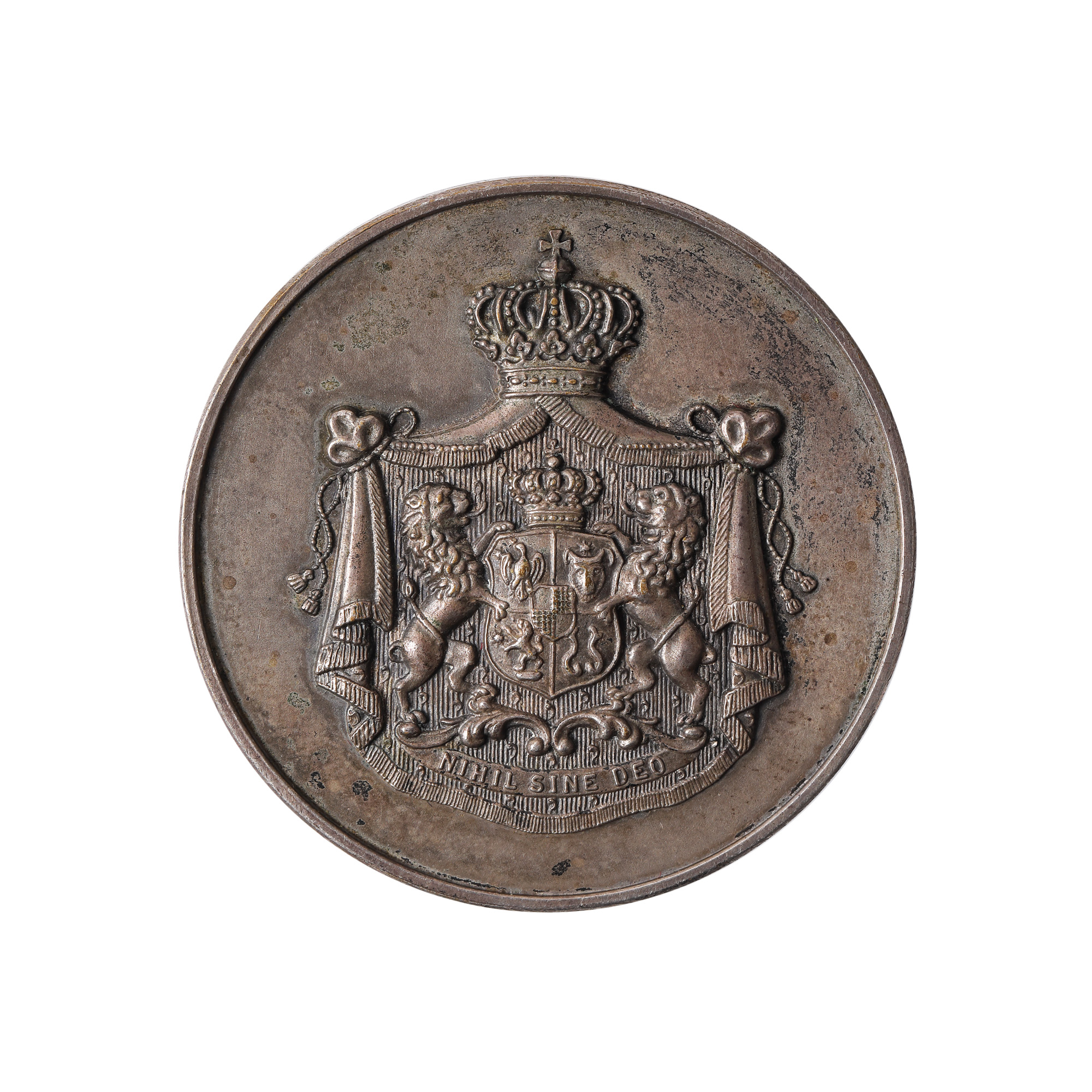 Medal specimen, coat of arms of the Kingdom of Romania, engraver Fr. Deckel, München, silver, very rare piece