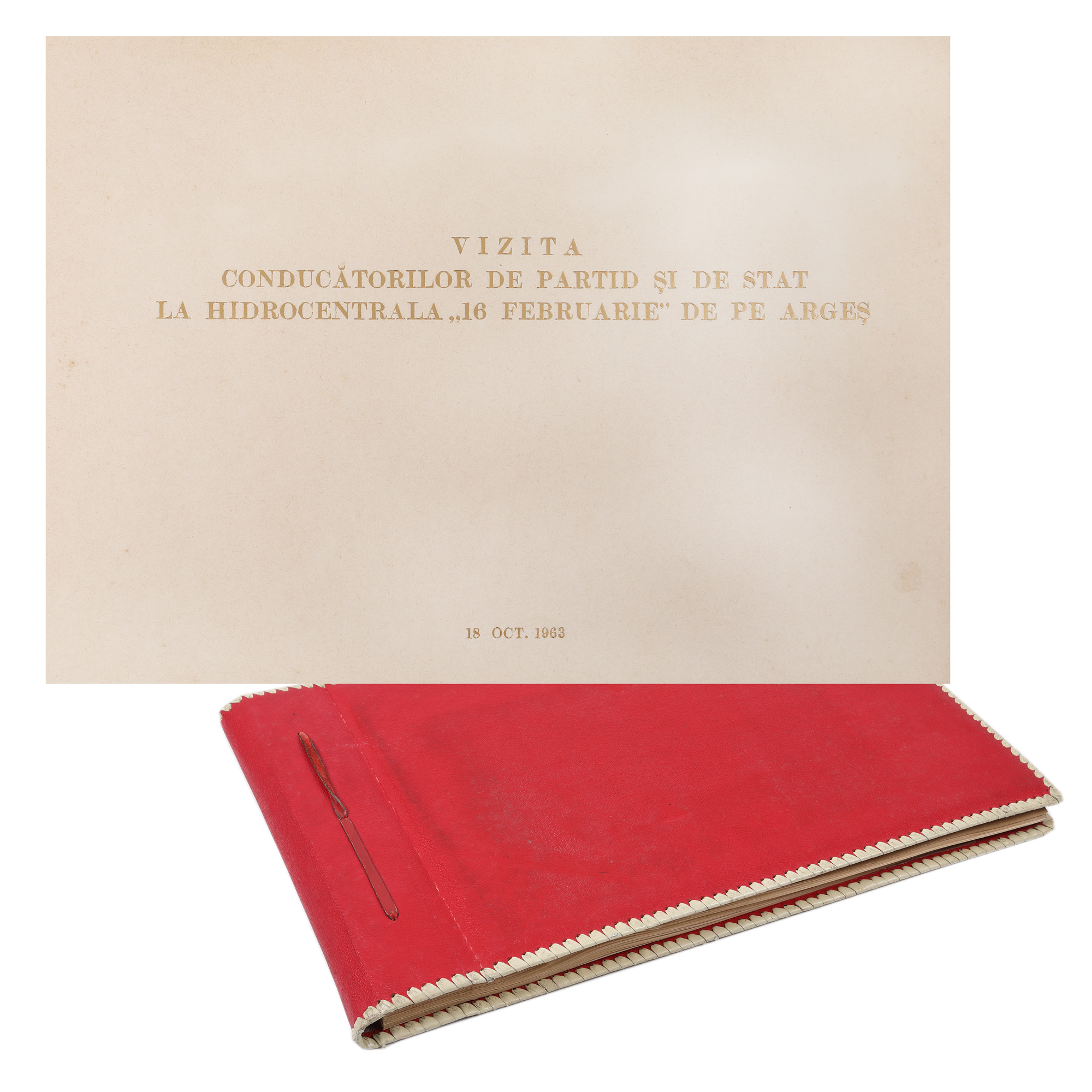 ”Pe șantierul hidrocentralei Gheorghe Gheorghiu-Dej”, album legat în pergamoid conținând 229 fotografii, 1964