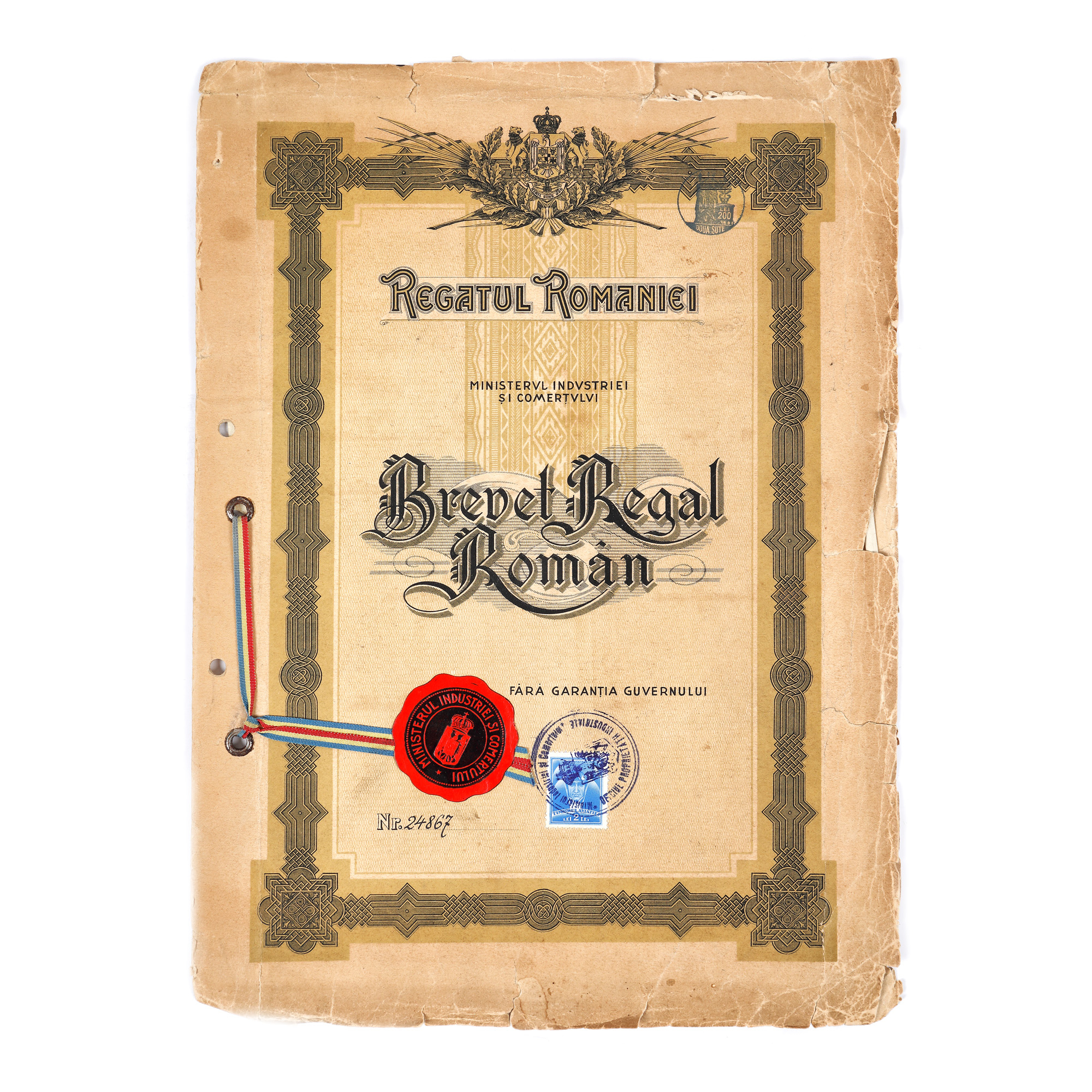 Royal License as inventor, for the physician Nicolae Nicolicescu, and related documents, 1936