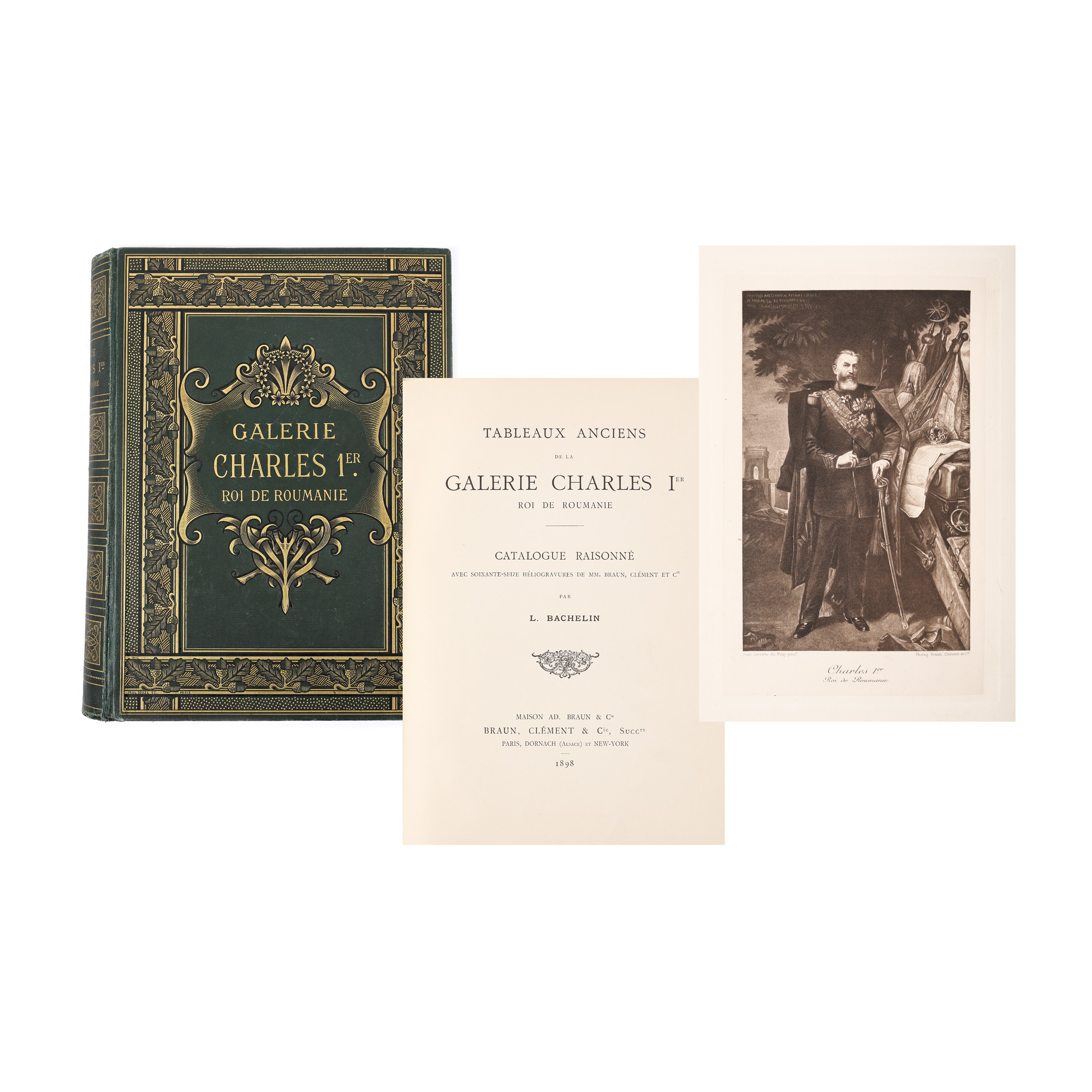 "Galeria de artă a Regelui Carol I al României", de Leo Bachelin, franceză, conținând 74 heliogravuri, Paris, 1898, piesă de colecție