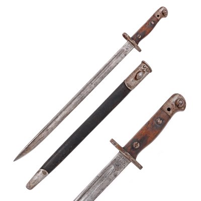 Long bayonet for Lee-Enfield rifle, with sheath, 1907 model, Great Britain, early 20th century
