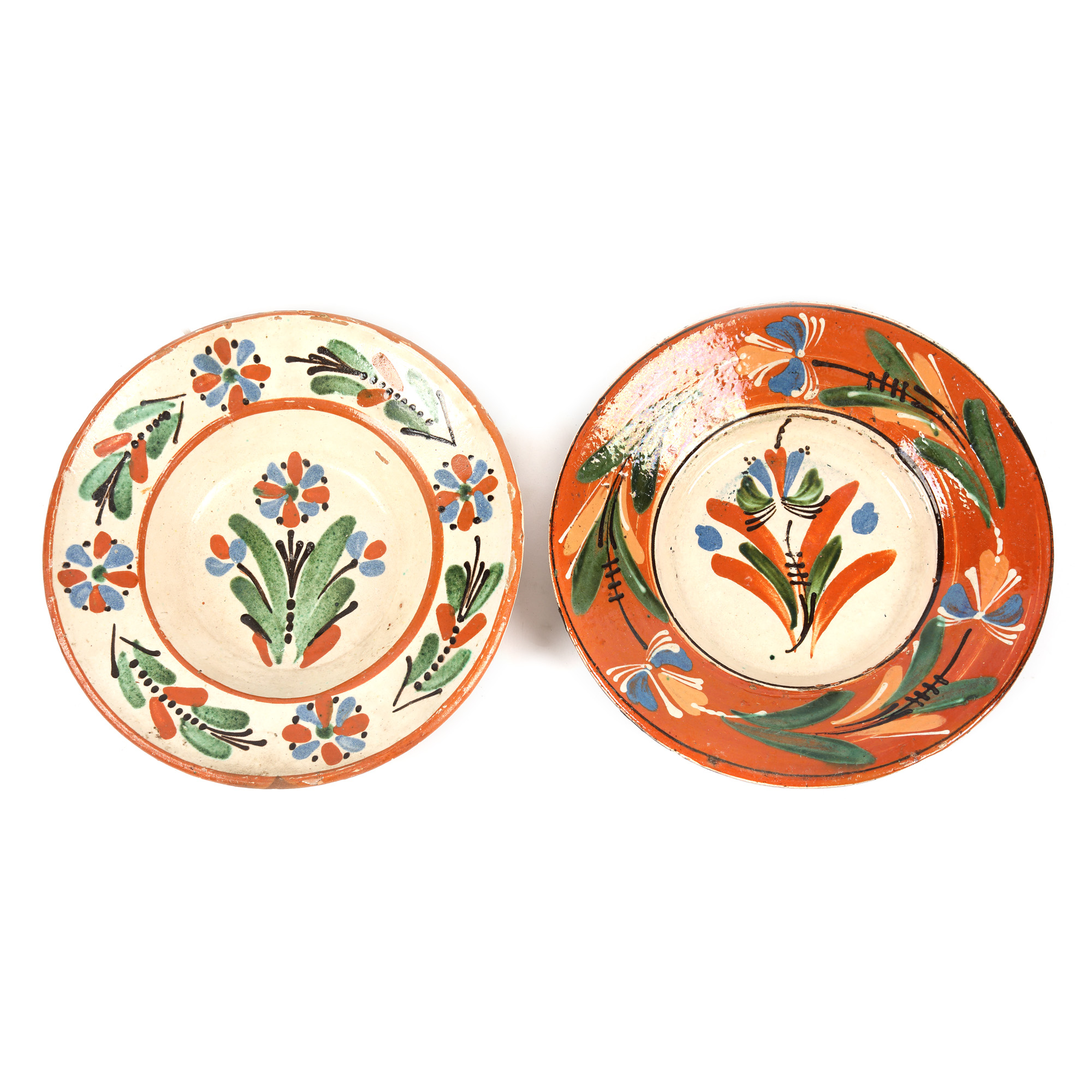 Lot format din două farfurii, decorate cu motive florale, centrul Huta-Certeze, cca. 1890-1900