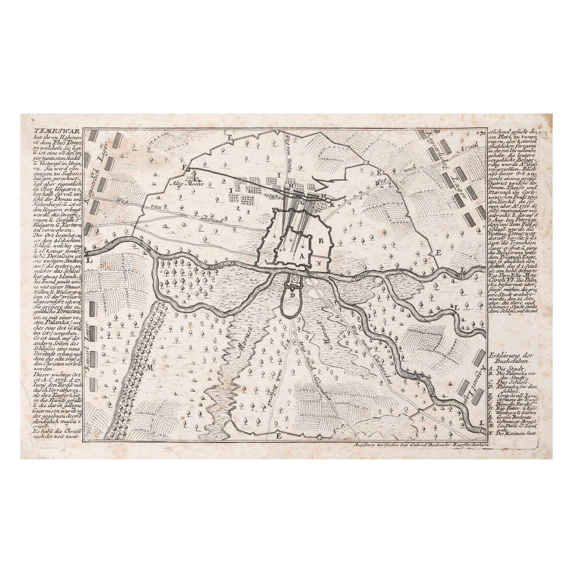 Veduta cetății Timișoara, de Gabriel Bodenehr, cca. 1720