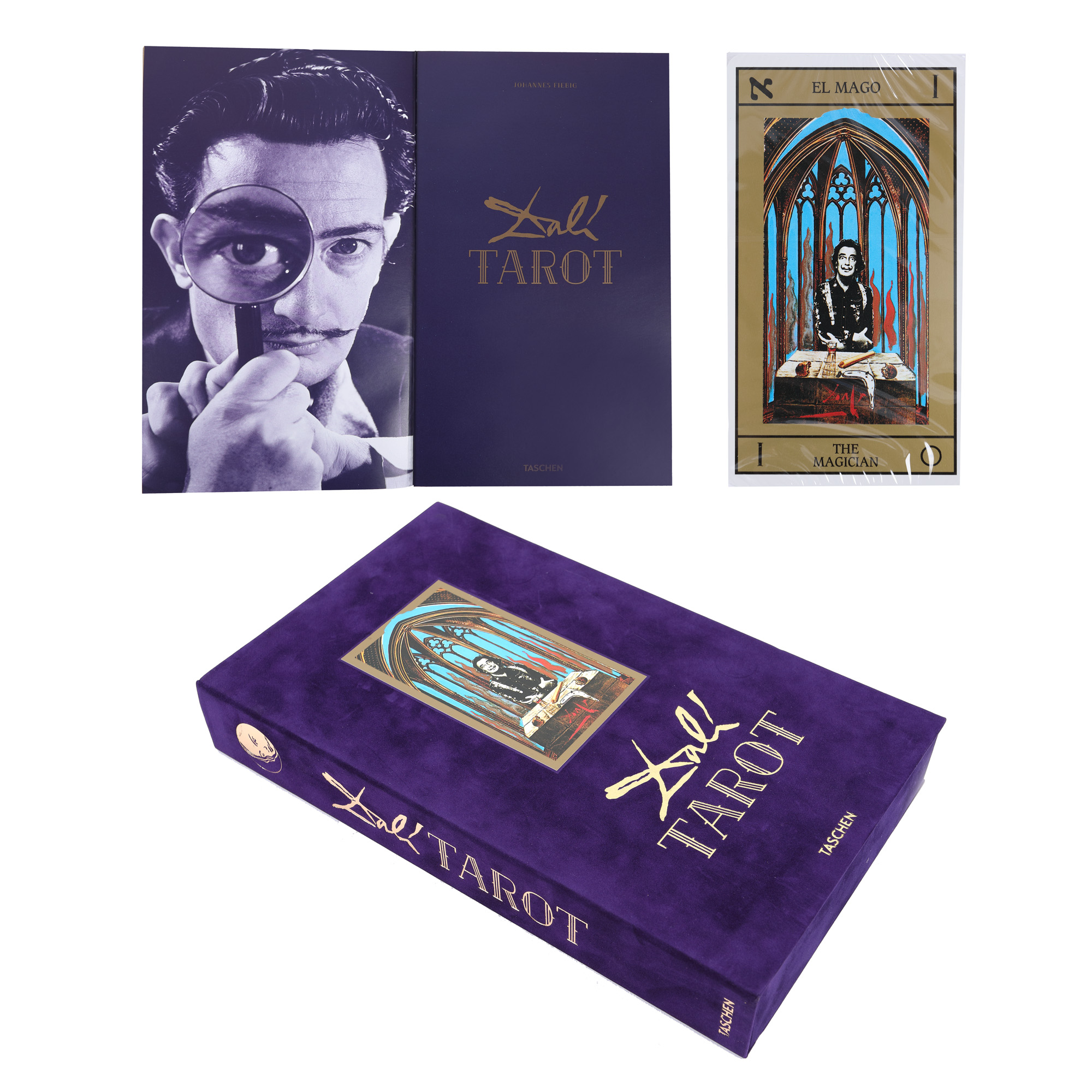 Set consisting of "Tarot Universal. Dalí", contains 22 Major Arcana and 56 Minor Arcana by Salvador Dalí, edited by Johannes Fiebig