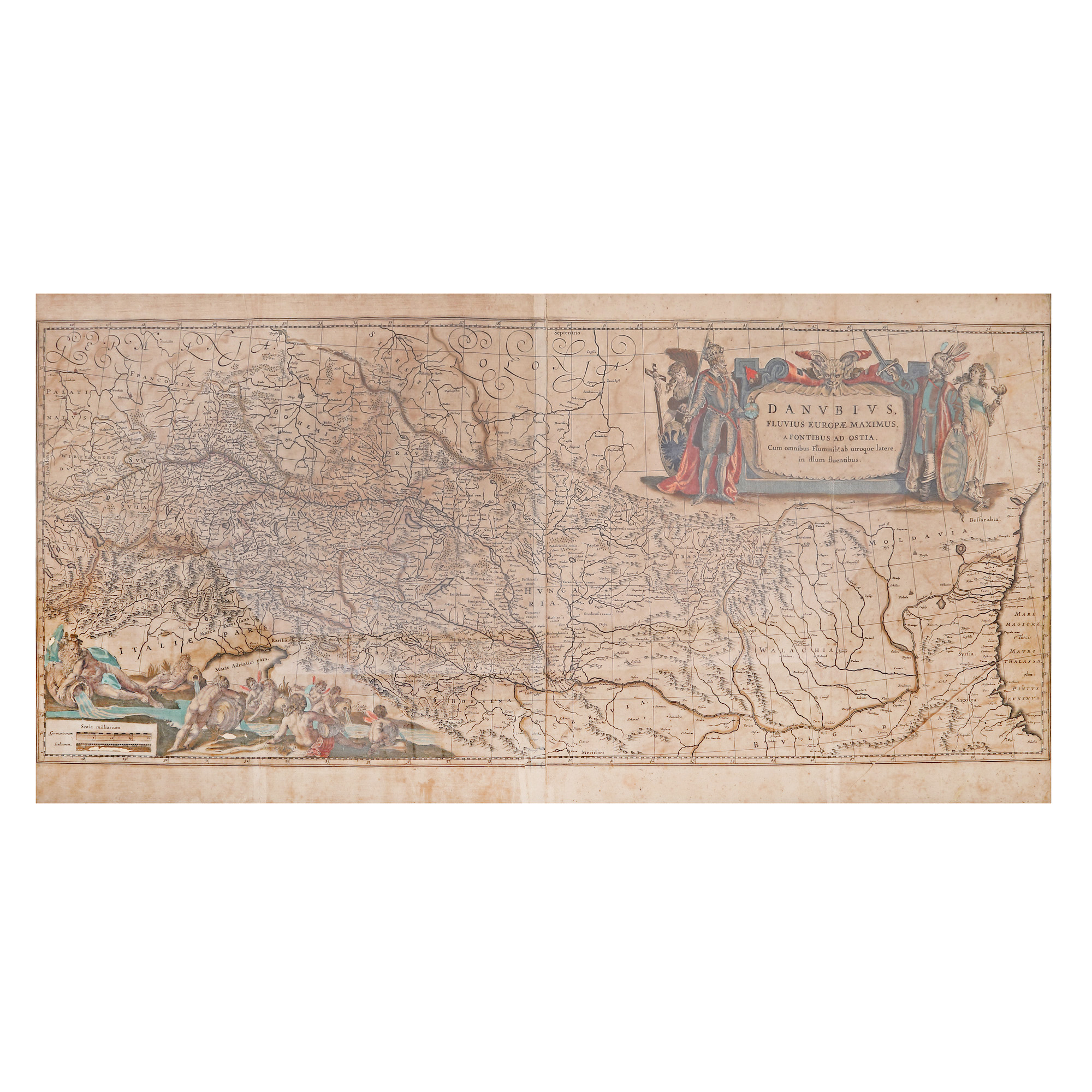 Hartă ”Cursul și Delta Dunării”, de Jan Janssonius, Amsterdam, cca. 1638, piesă rară, de colecție