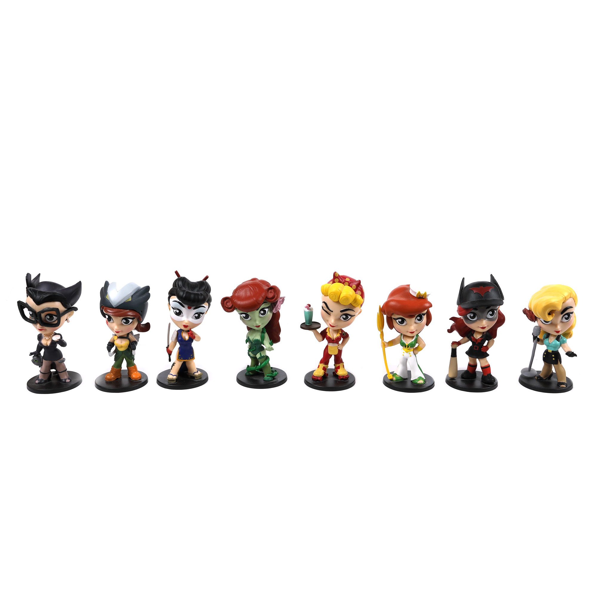 Eight Mini Funko Bombshells figurines