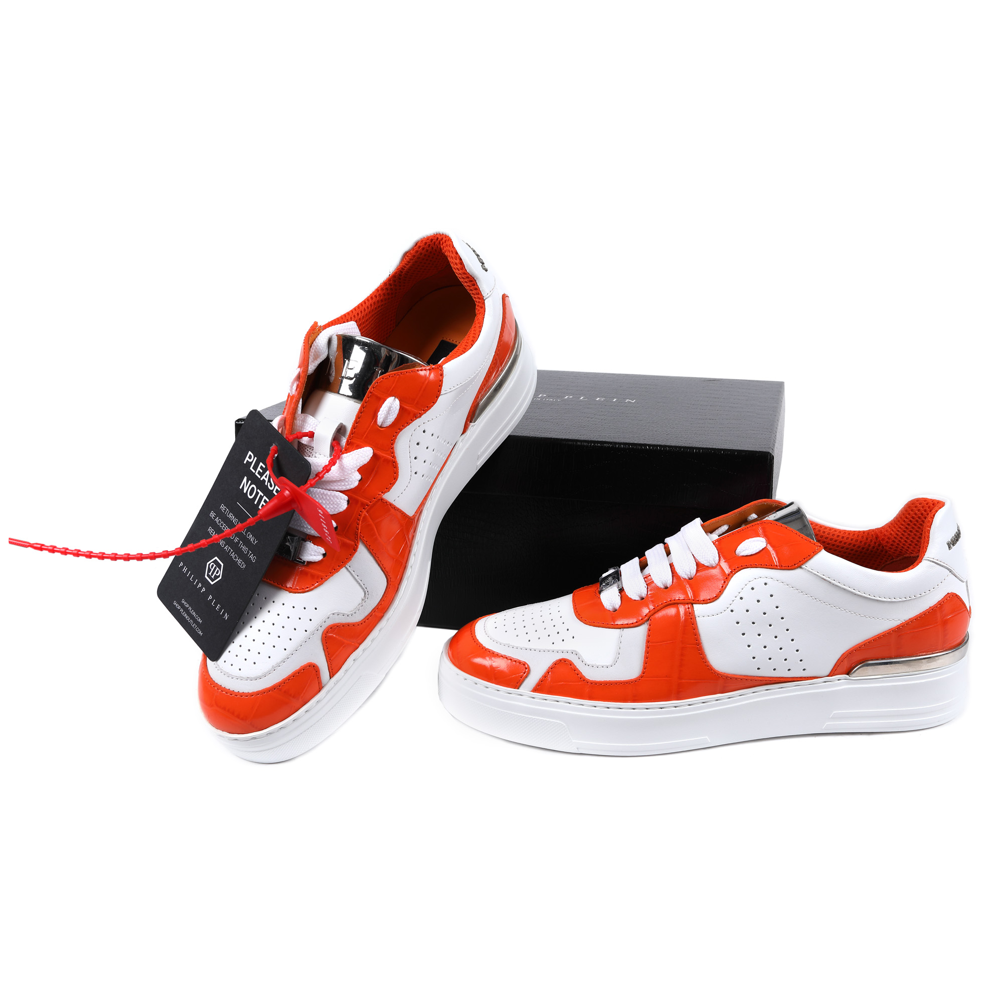 Philipp Plein Lo-Top Silver Surfer Cocco Print Trainers, new, original box