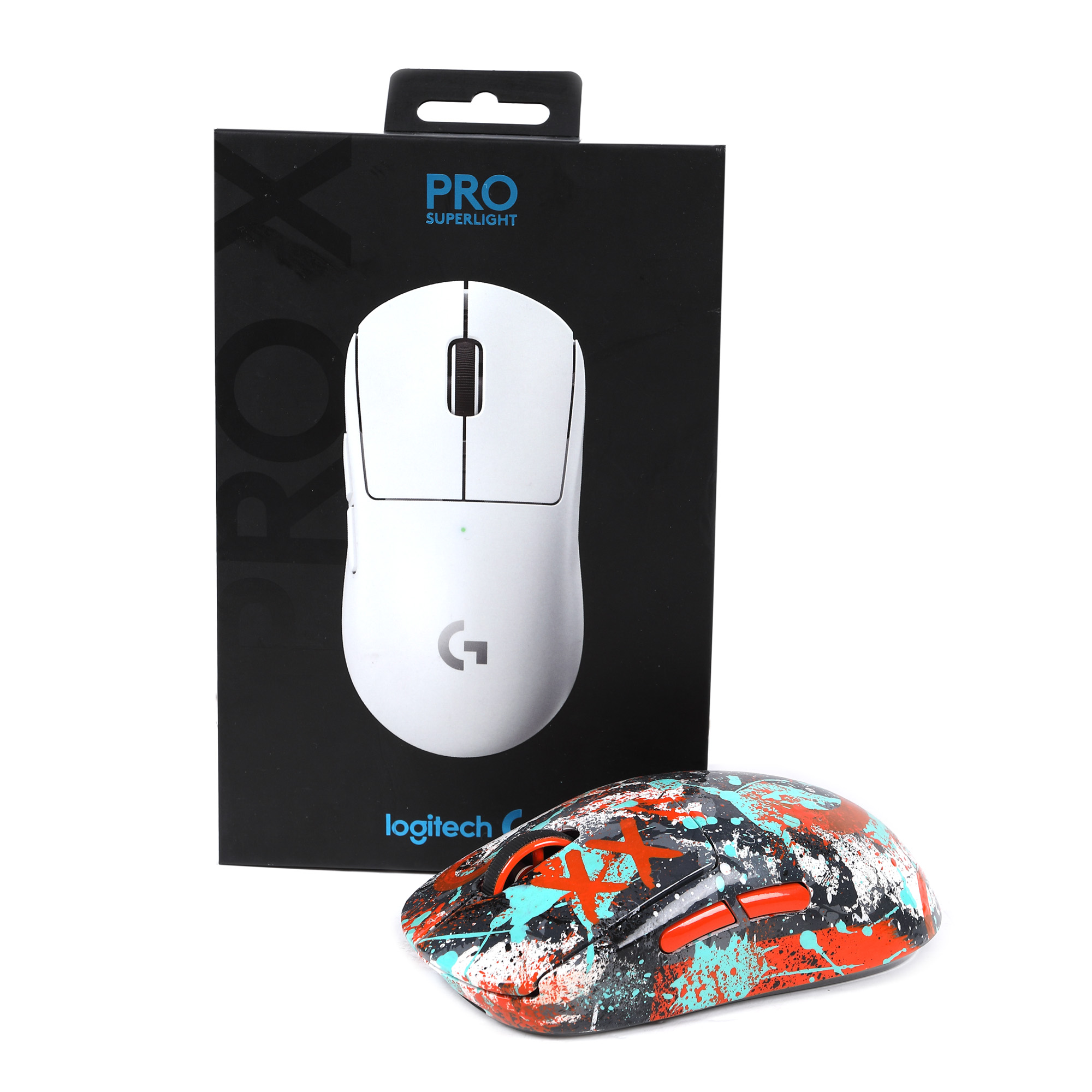 "Eclectic", mouse Logitech Pro Superlight personalizat, în cutia originală