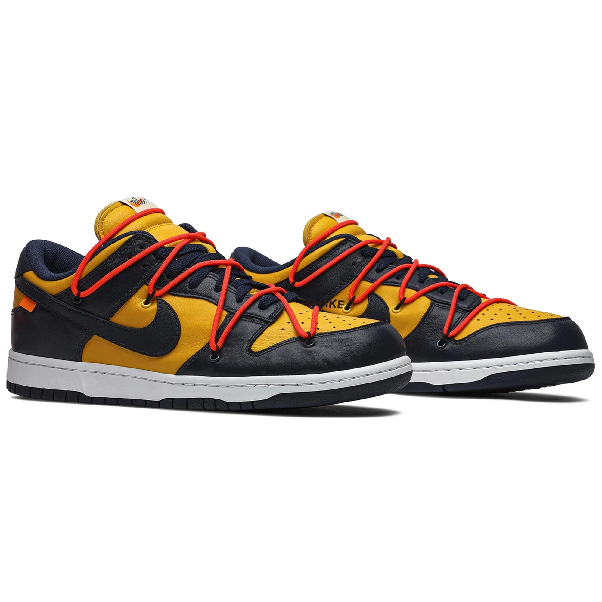 Nike Dunk Low Off-White University Gold Midnight Navy, noi, în cutia originală