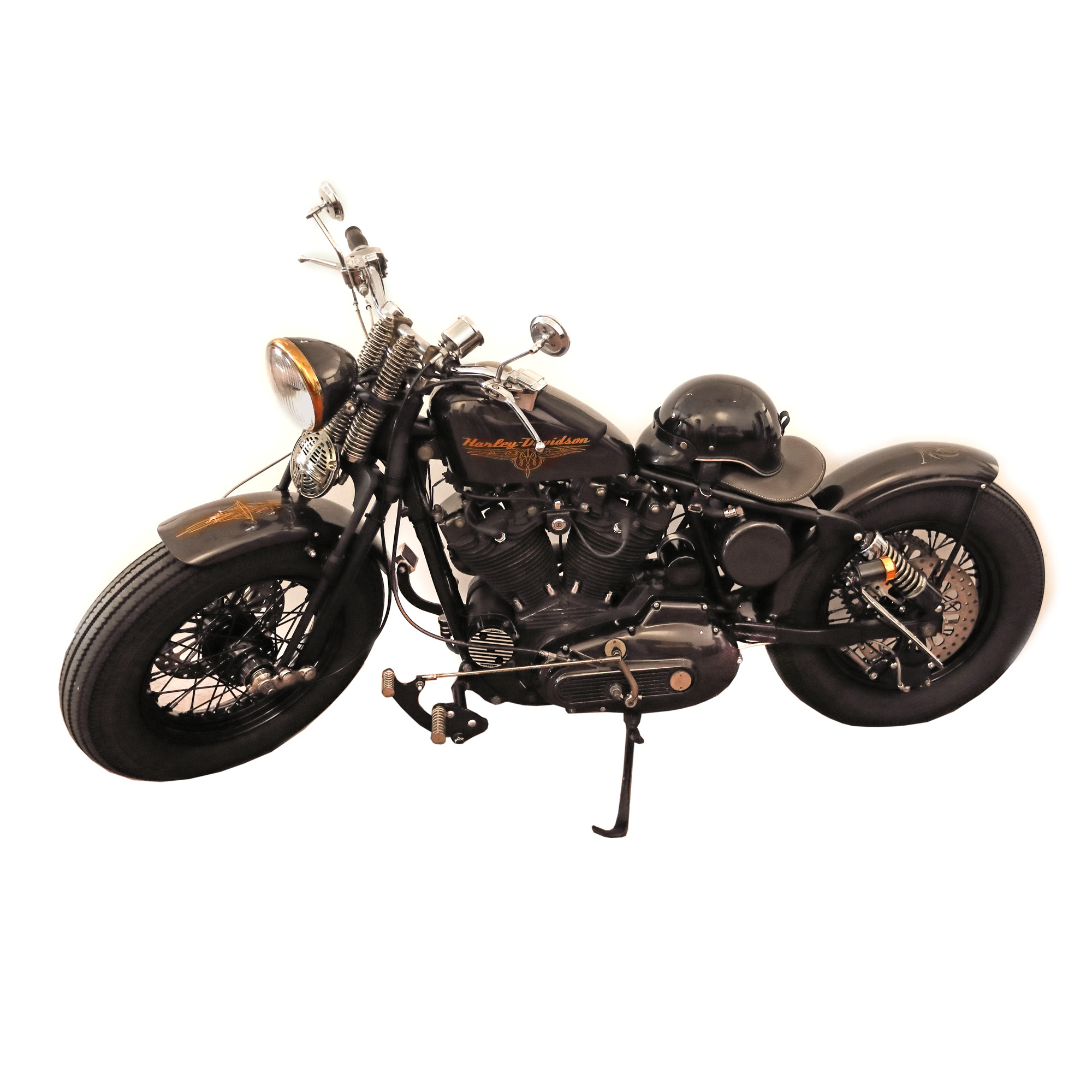 Motocicletă Harley Davidson XLH 1000, sportser, 1981, însoțită de casca de protecție