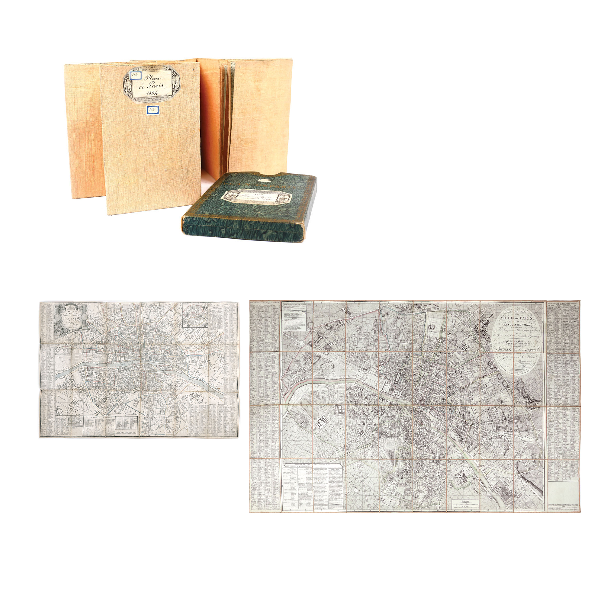 Batch of two maps illustrating the plan of Paris, France, 1796 and 1804, from the Lucrezia and Ion Pacea collection