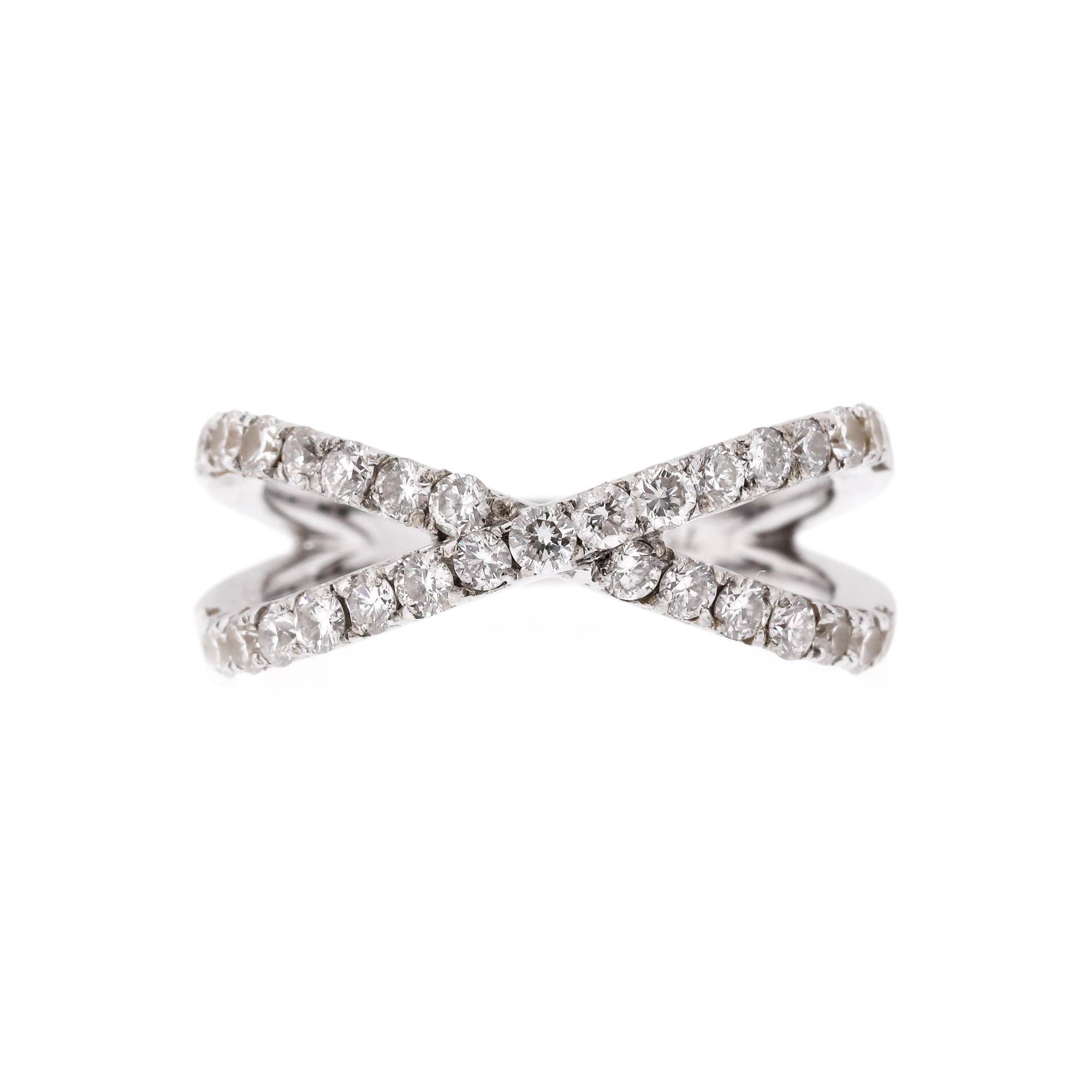 White gold ring, decorated with diamonds