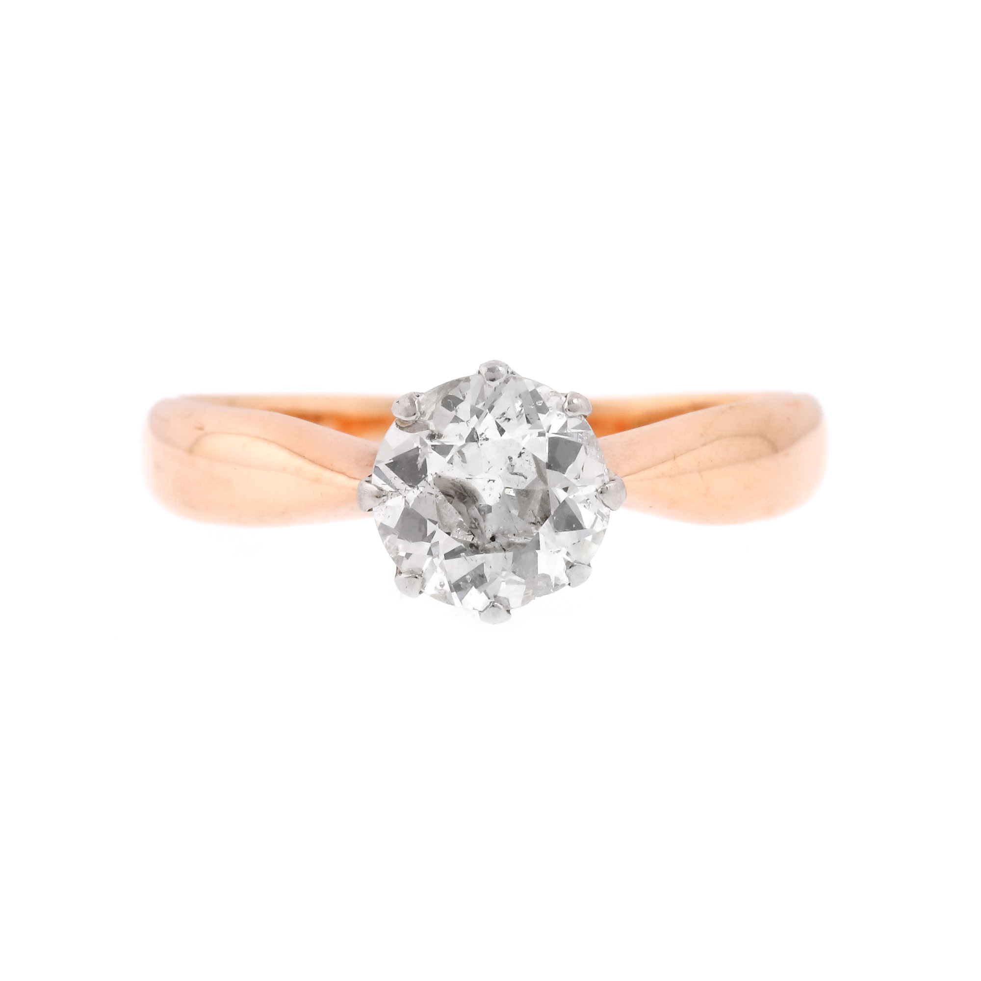 Gold and platinum ring, decorated with solitaire diamond