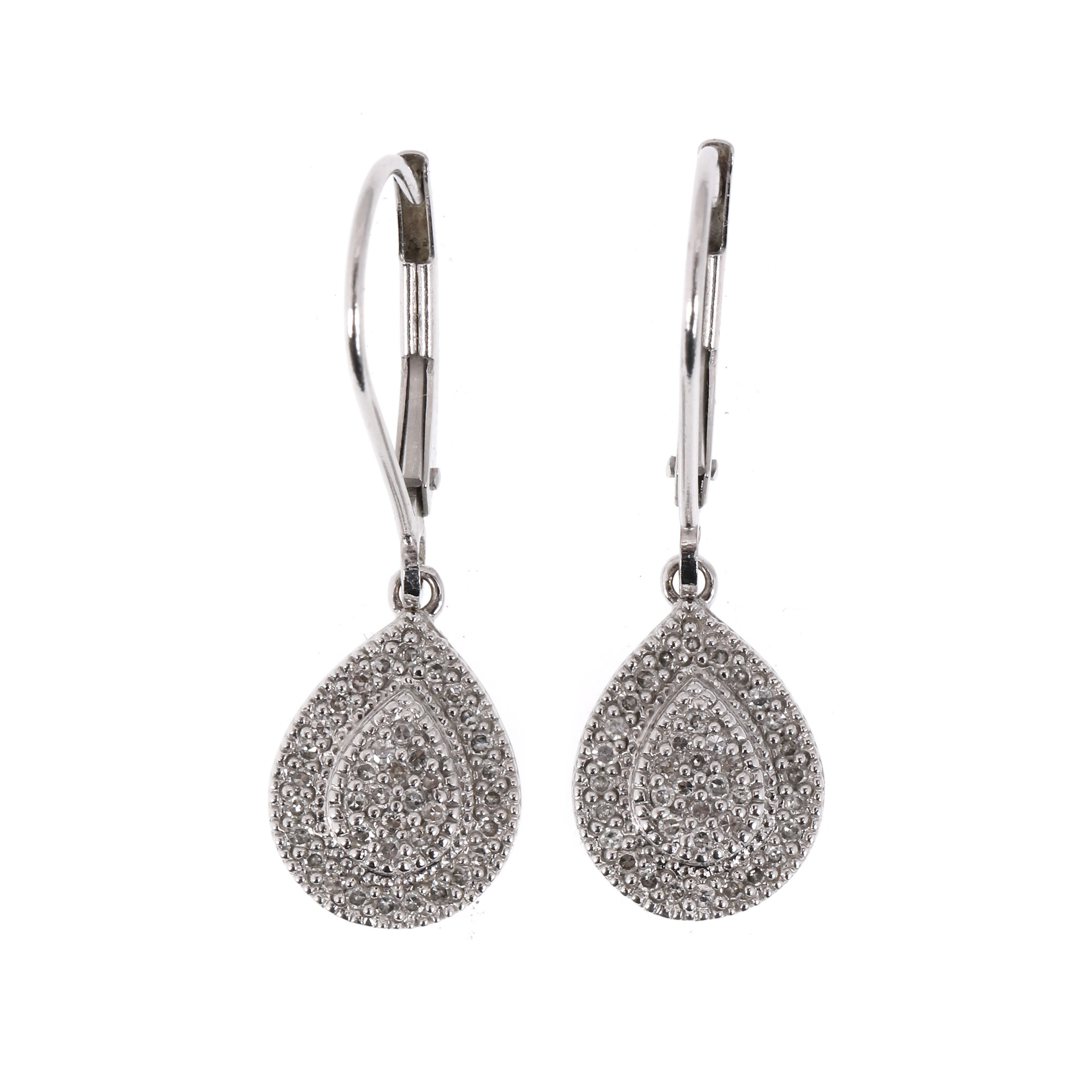 Pair of white gold earrings, adorned with diamonds