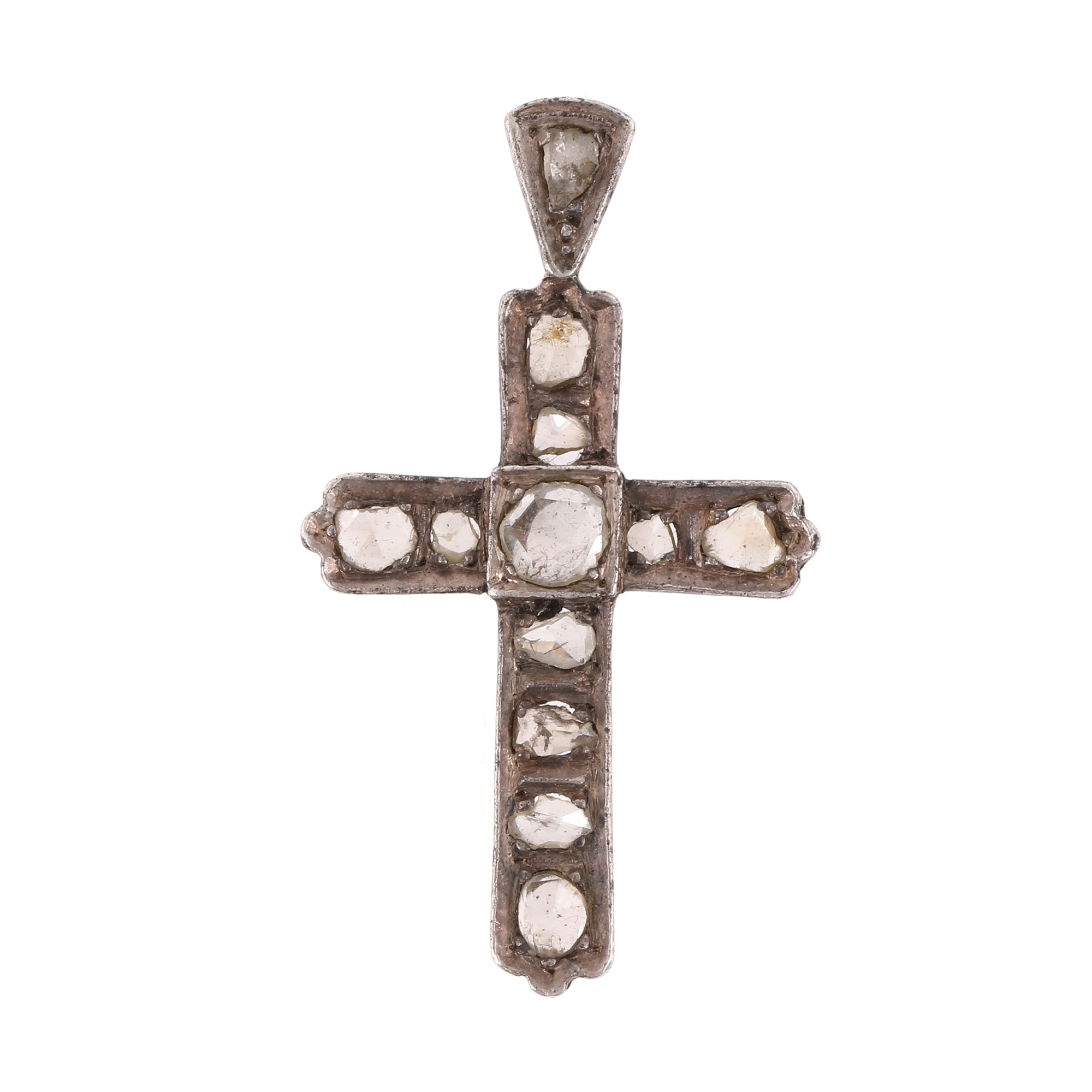 Gold and silver cross pendant, decorated with diamonds, late 19th century - early 20th century