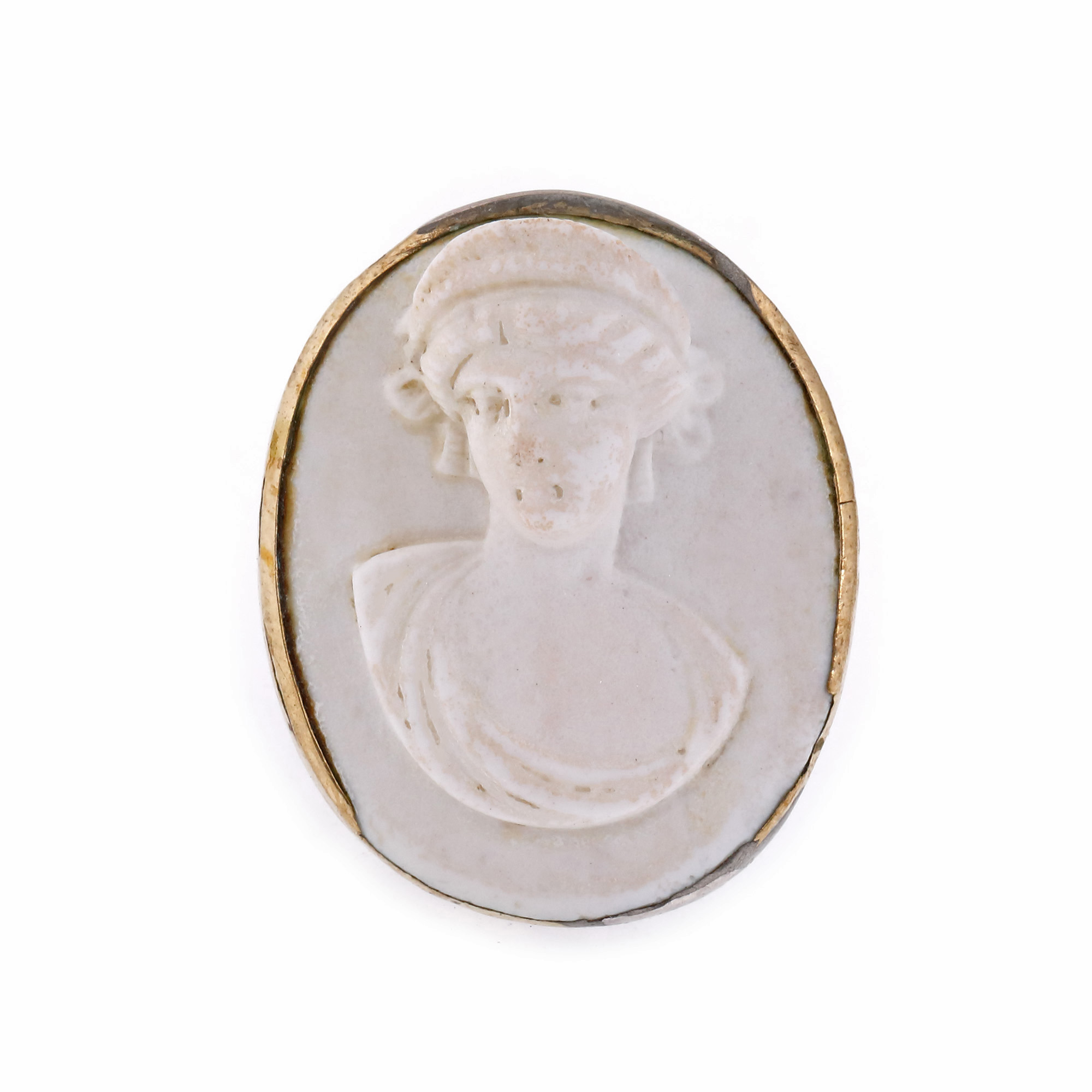 Silver ring, partially gilded, decorated with ceramic cameos 