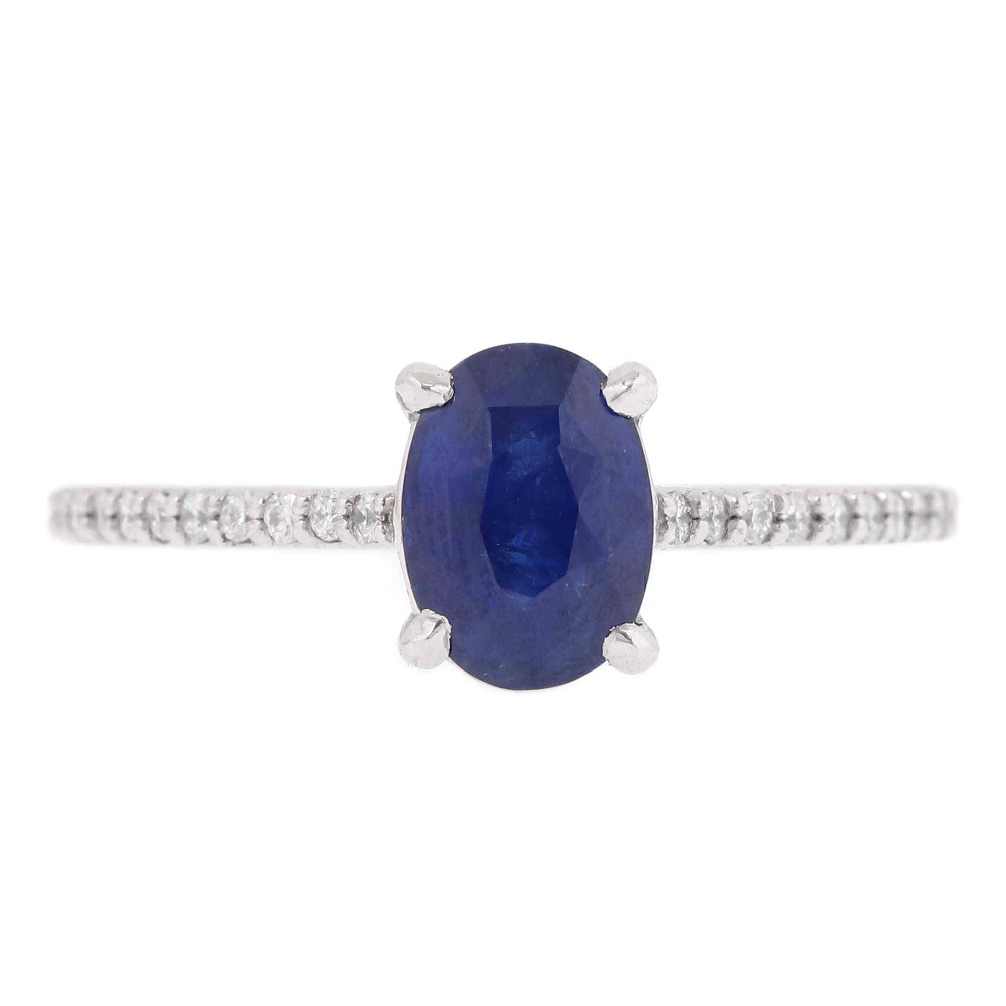 Inel din platină, decorat cu safir și diamante