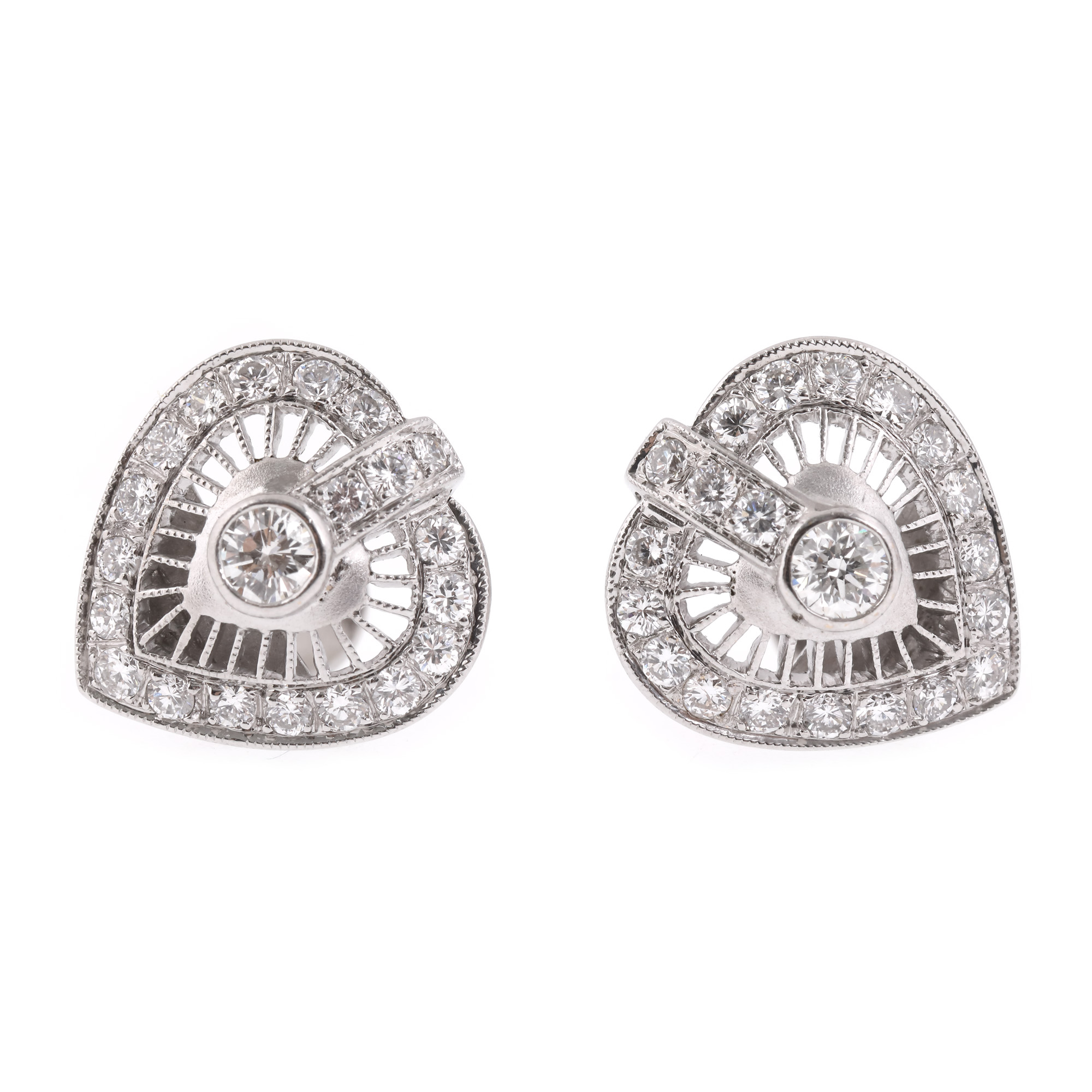 Pair of white gold earrings, decorated with diamonds
