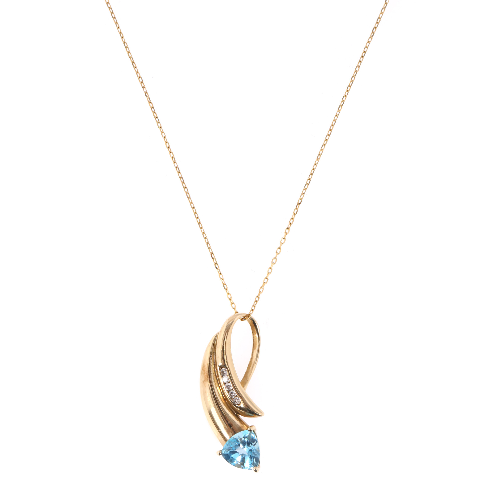Gold pendant necklace, decorated with topaz and diamonds