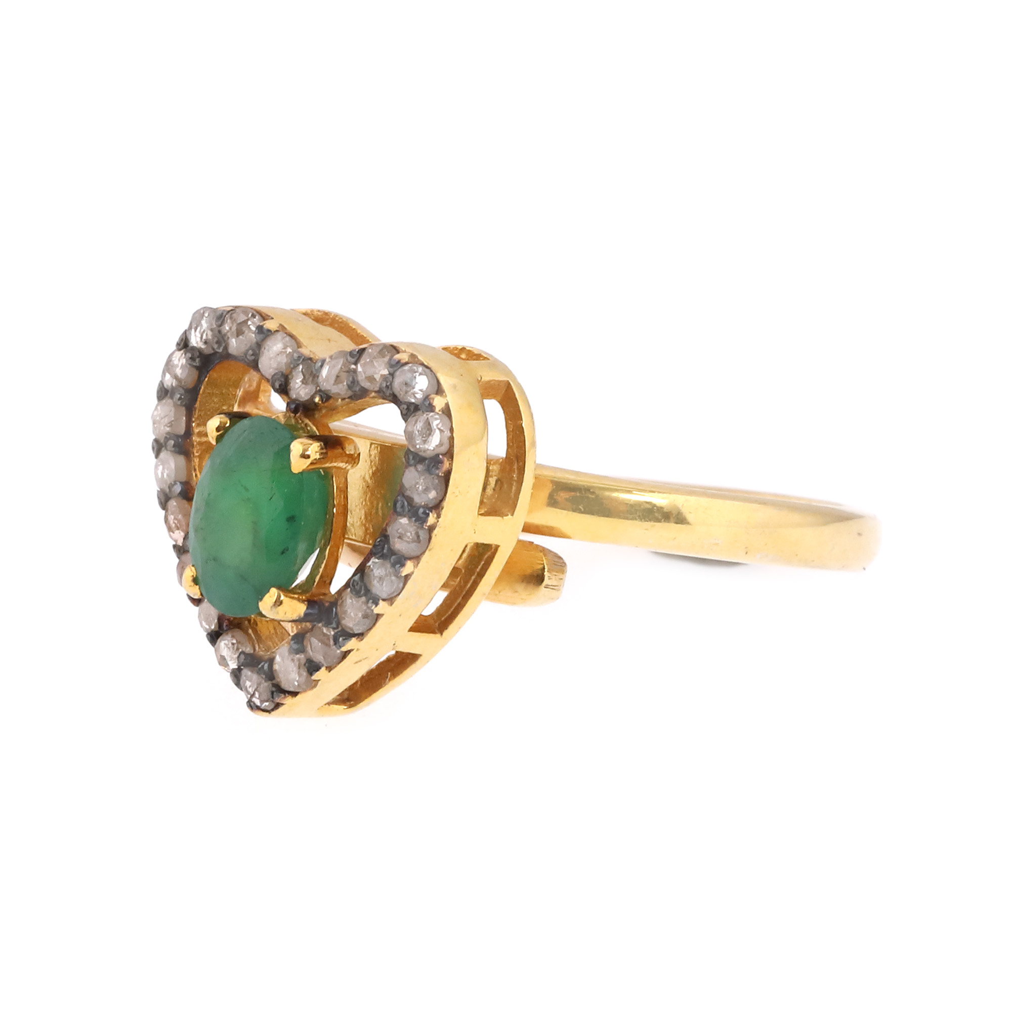 Gilded silver ring, decorated with emeralds and diamonds