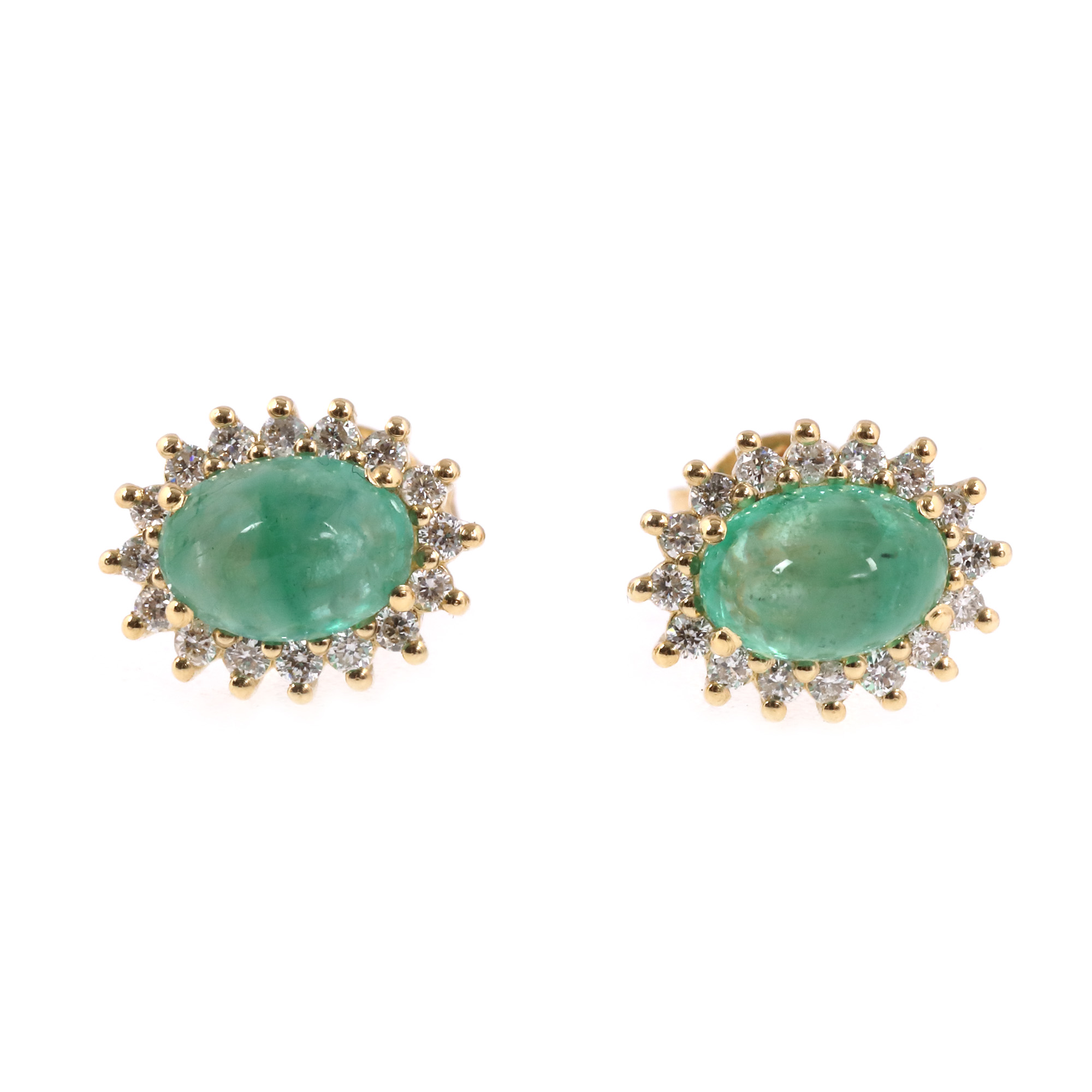 Pair of gold earrings, decorated with sapphires and diamonds
