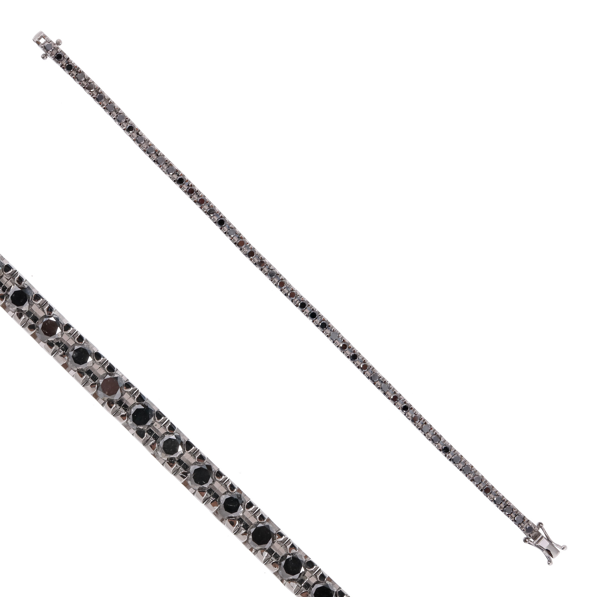 White gold bracelet, decorated with black diamonds