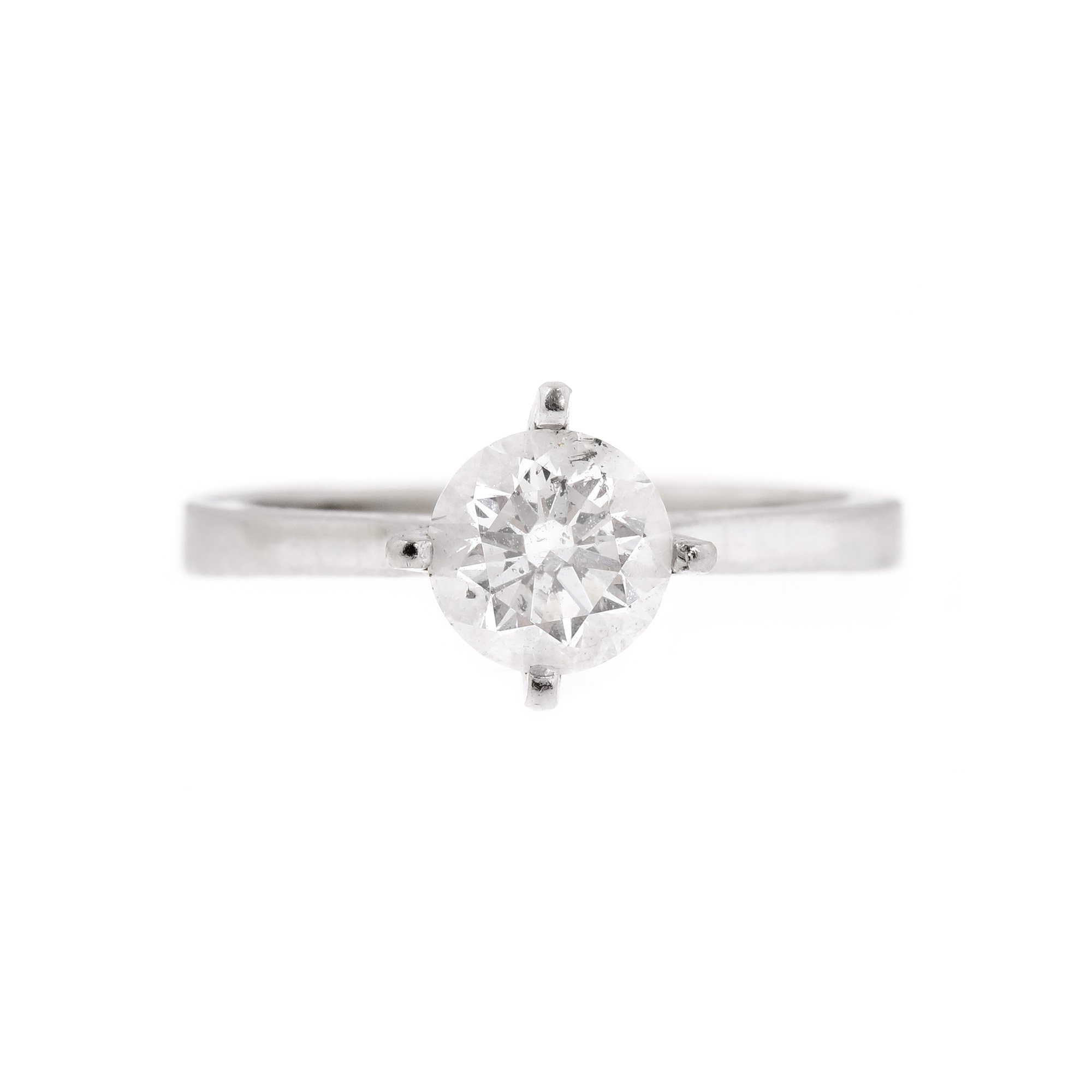 Inel din aur alb, decorat cu diamant solitaire