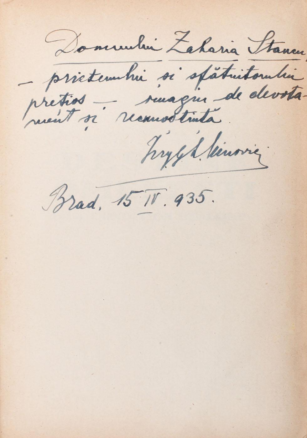 "Destine Omeneşti", de Andre Malraux, Brad, 1935, cu dedicaţia traducătorului către Zaharia Stancu