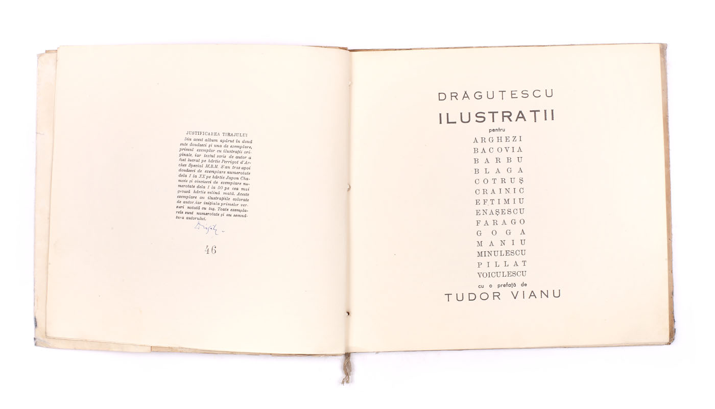 "Ilustraţii", de Eugen Drăguțescu, Bucureşti, 1937, provine din biblioteca scriitorului Zaharia Stancu