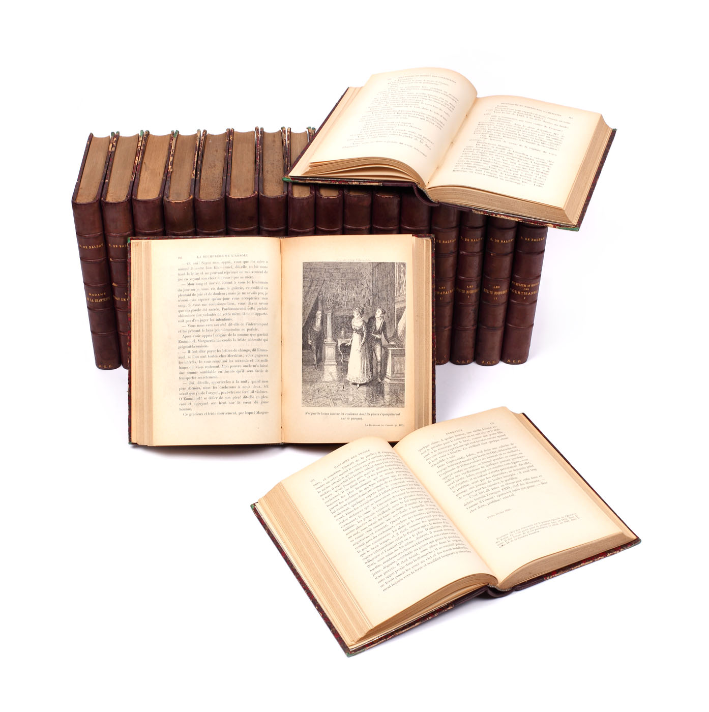 Opera completă a lui Honoré de Balzac, franceză, Paris, 1902, 19 volume, provine din biblioteca scriitorului Zaharia Stancu