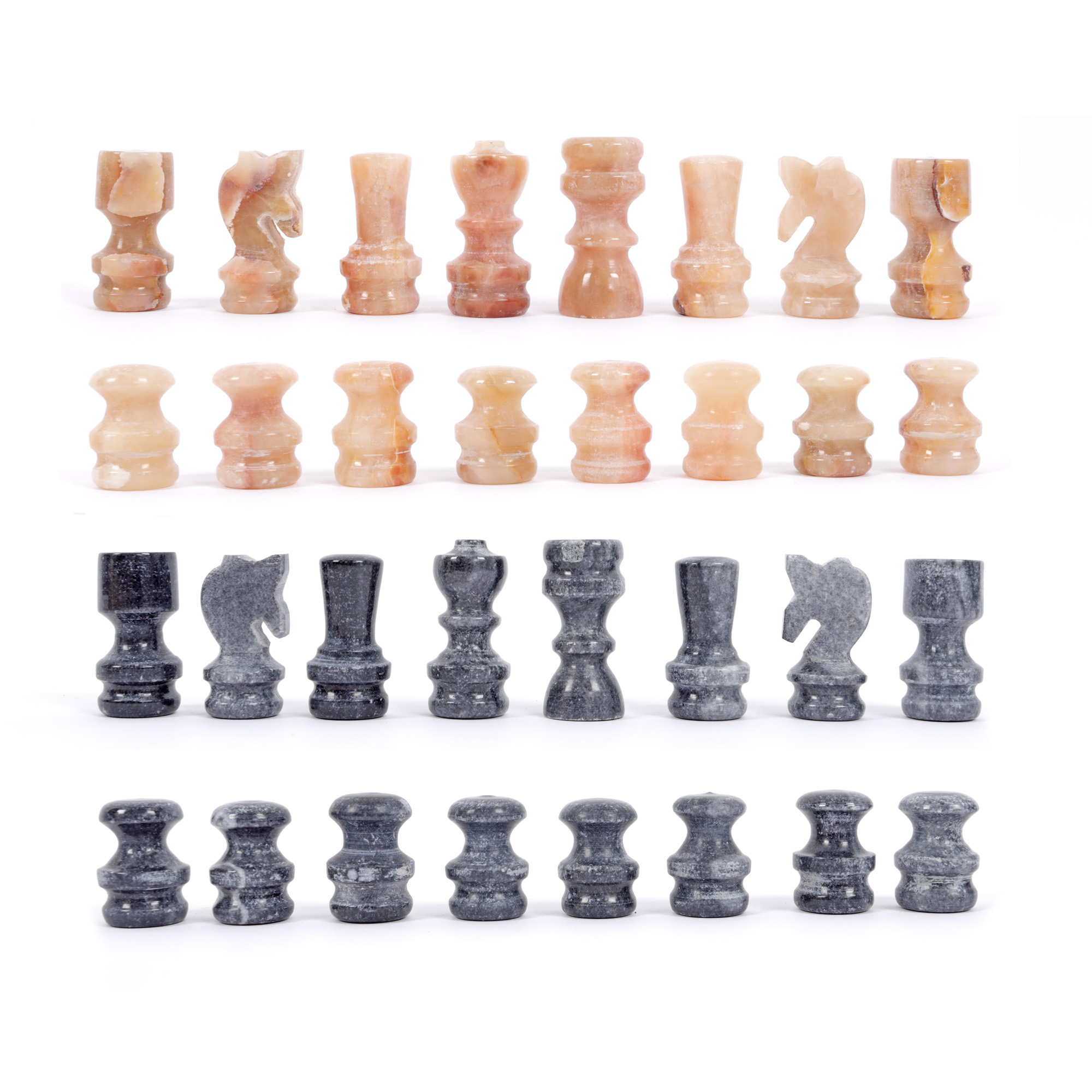 Chess set with onyx pieces, mid-20th century