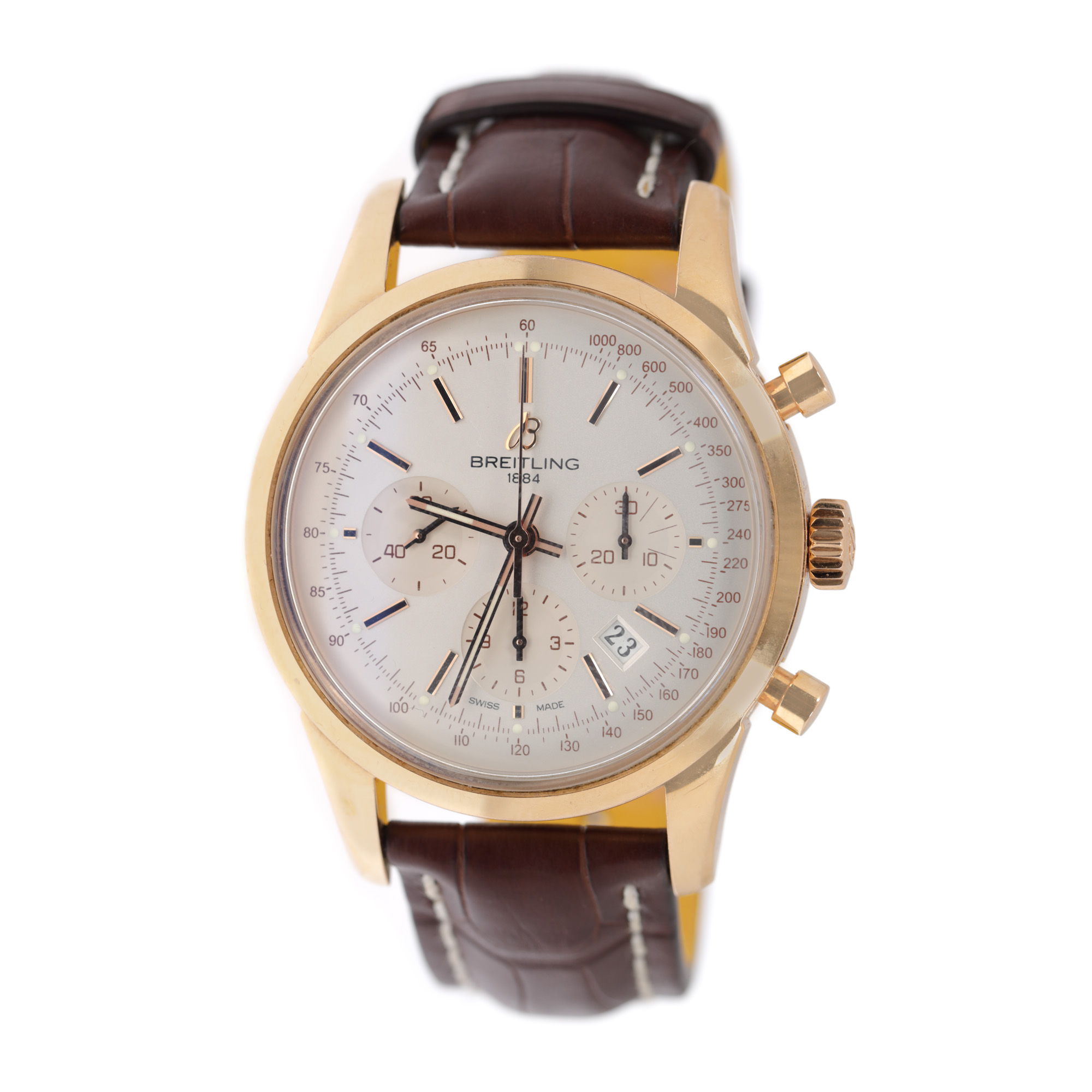 Ceas Breitling Transocean Chronograph, din aur roz, de mână, bărbătesc