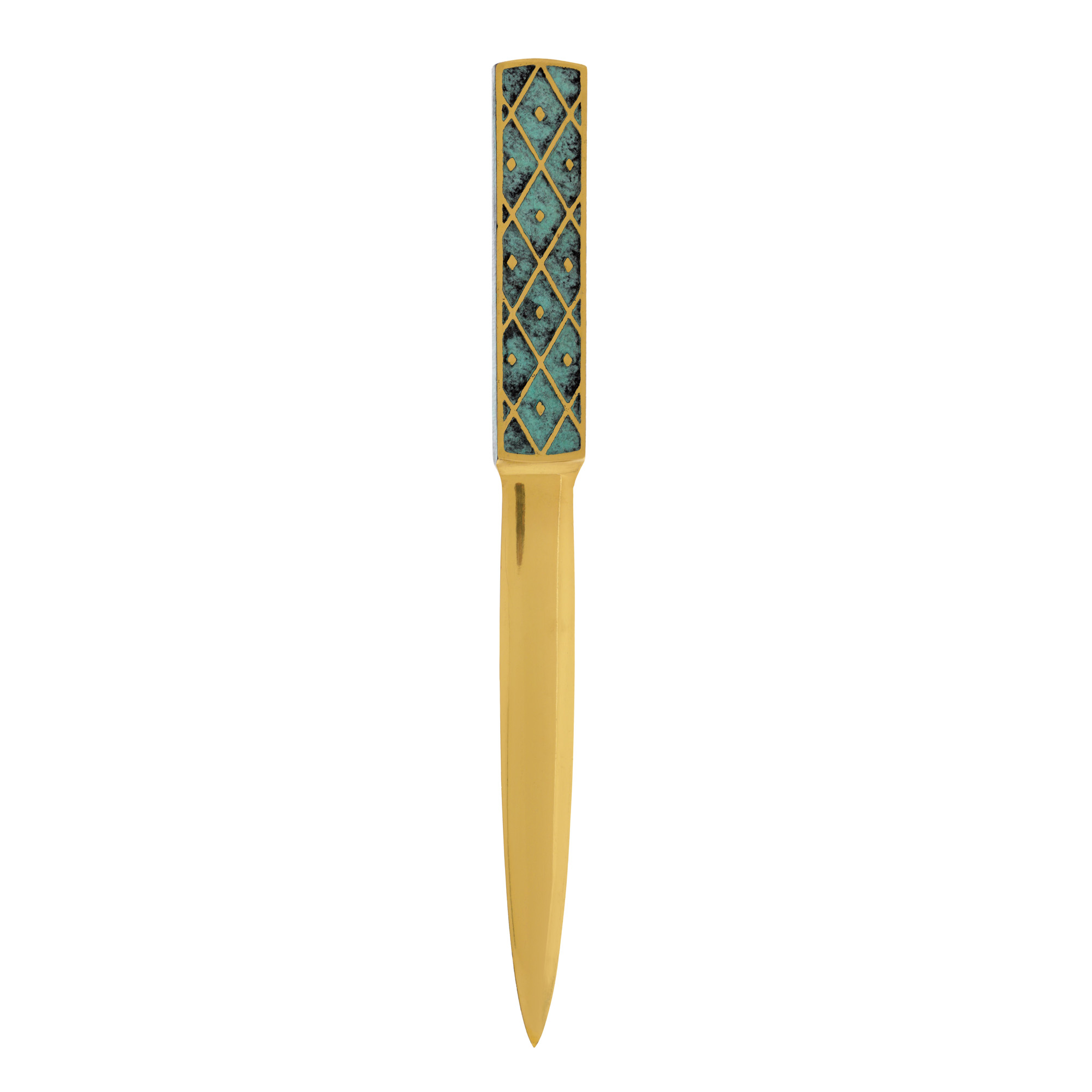 Gilded bronze paper knife decorated with geometric motifs, early 20th century