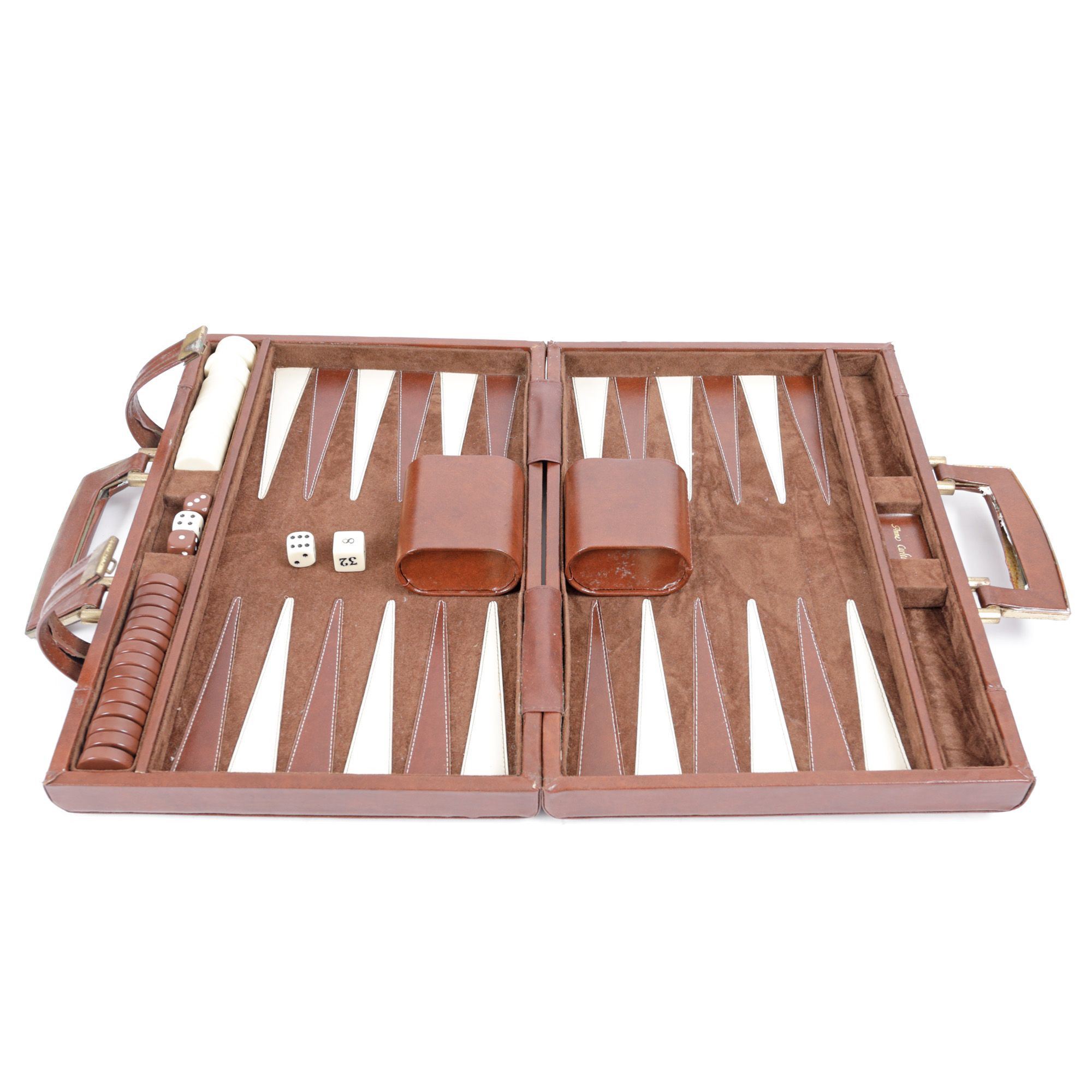 Leather checkers set in original box