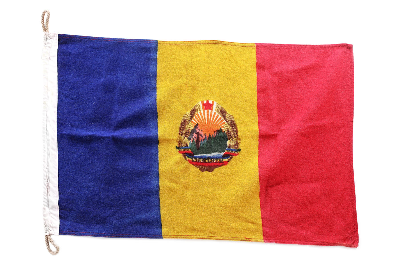 Marine flag with the coat of arms of the Socialist Republic of Romania, 1980s