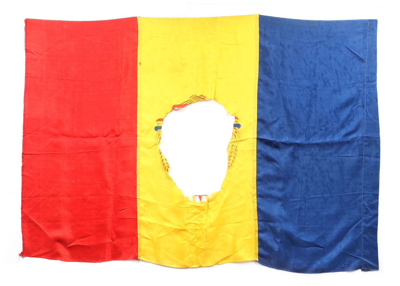Flag of the Socialist Republic of Romania, with the removed coat of arms, used at the revolution of 1989