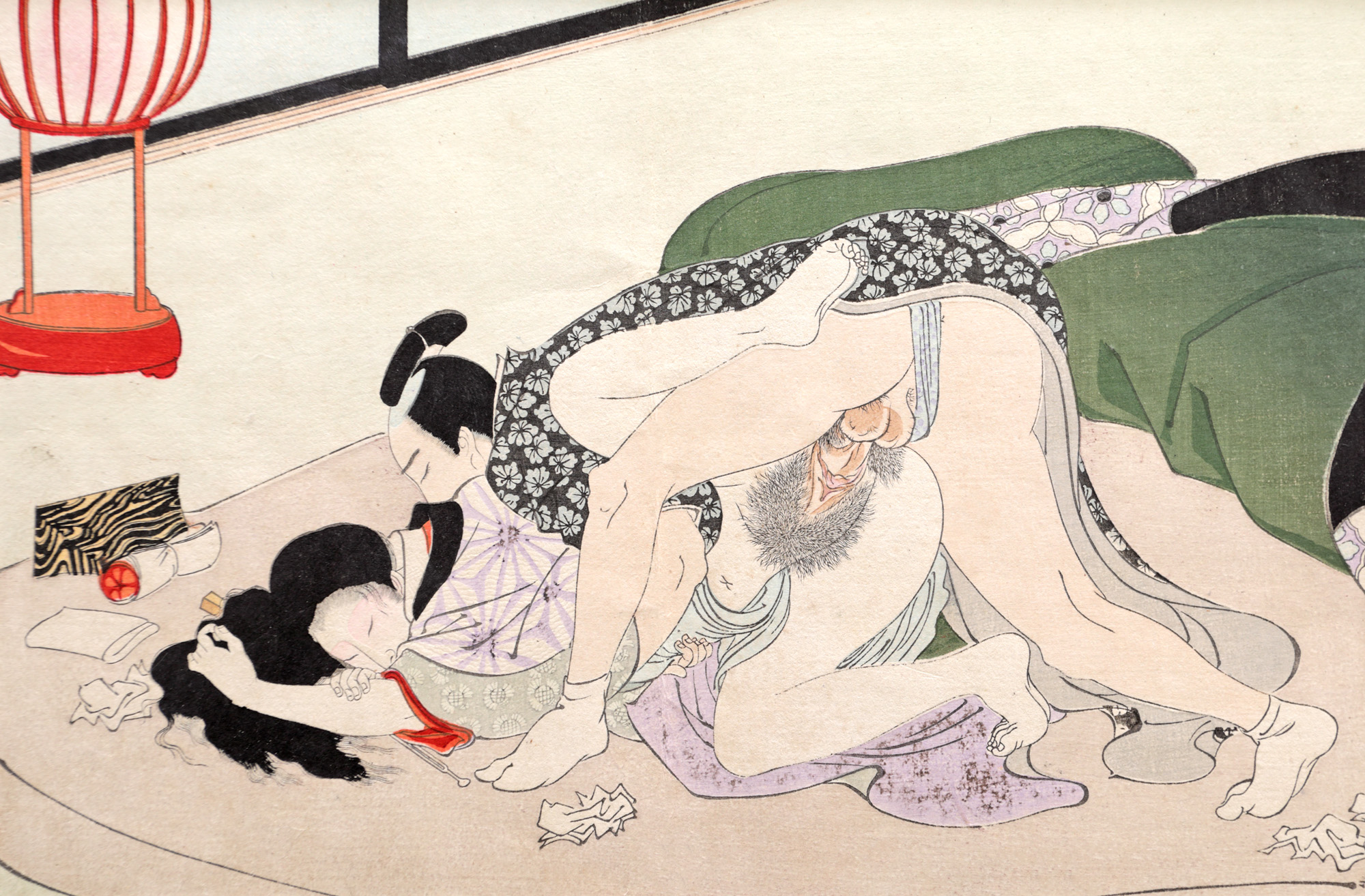 Shunga (scenă erotică), reprezentând un cuplu cuprins de pasiune