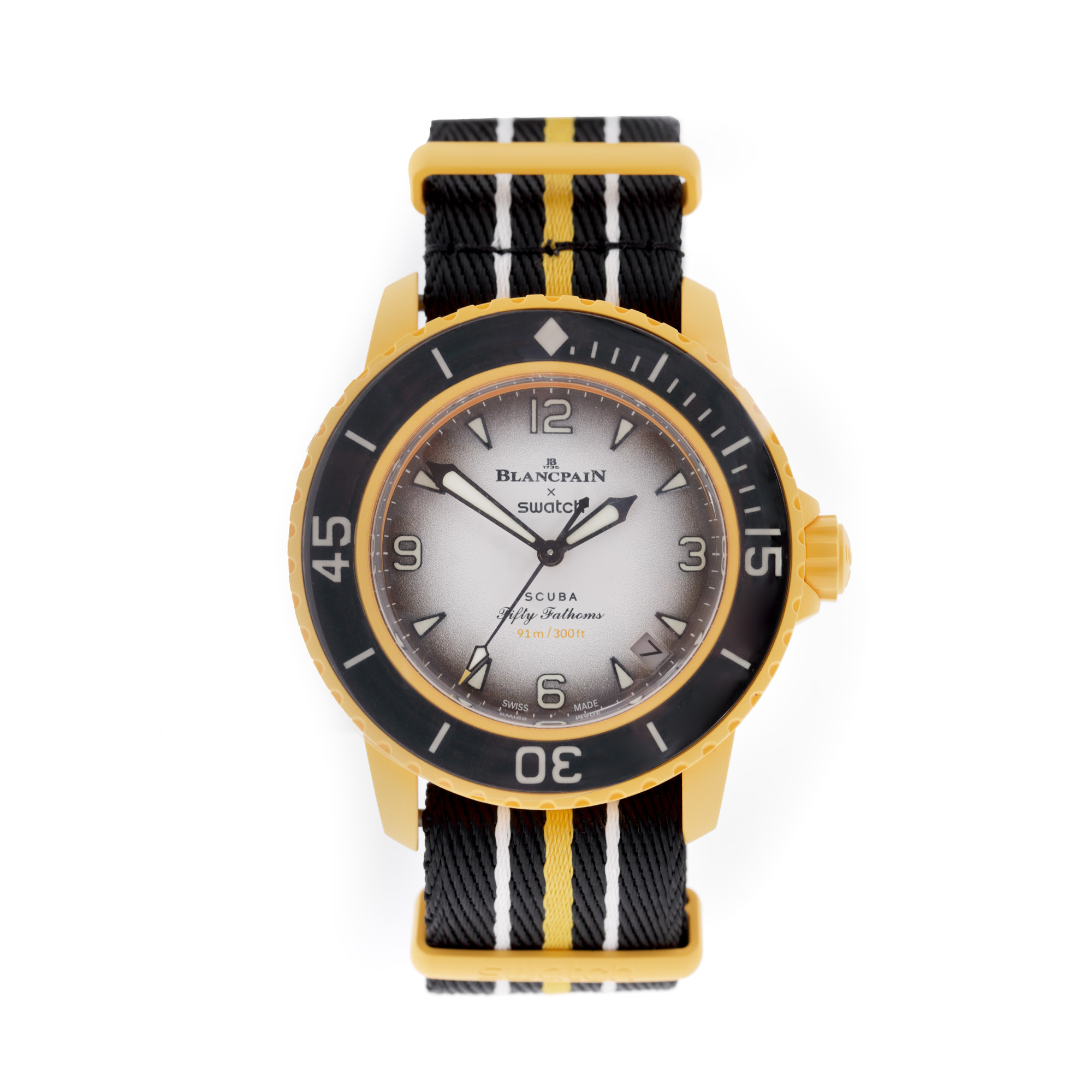 New unisex Blancpain & Swatch Scuba Fifty Fathoms Pacific Ocean watch, in its original box