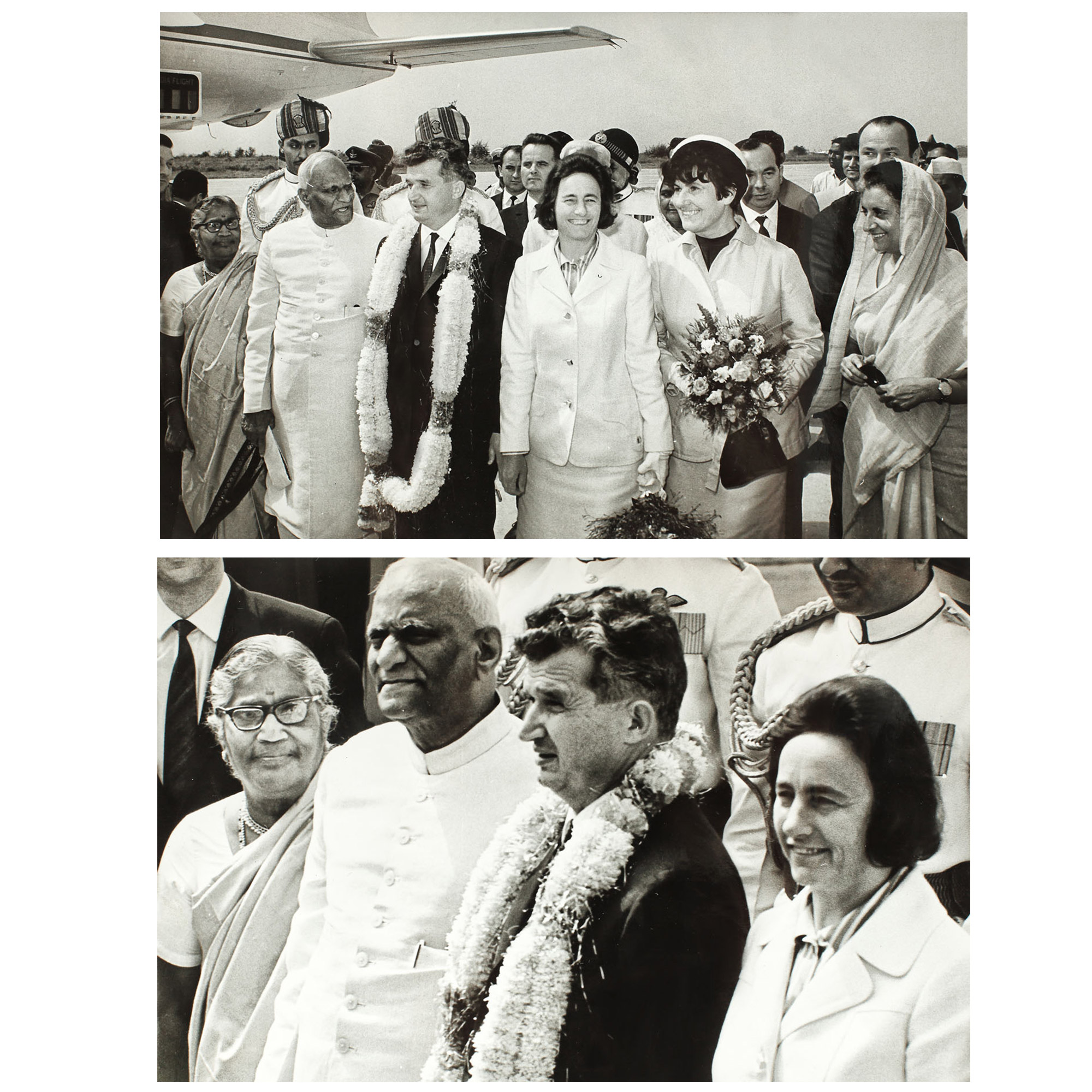 Lot format din două fotografii cu vizita lui Nicolae Ceaușescu în India, Delhi, 1978