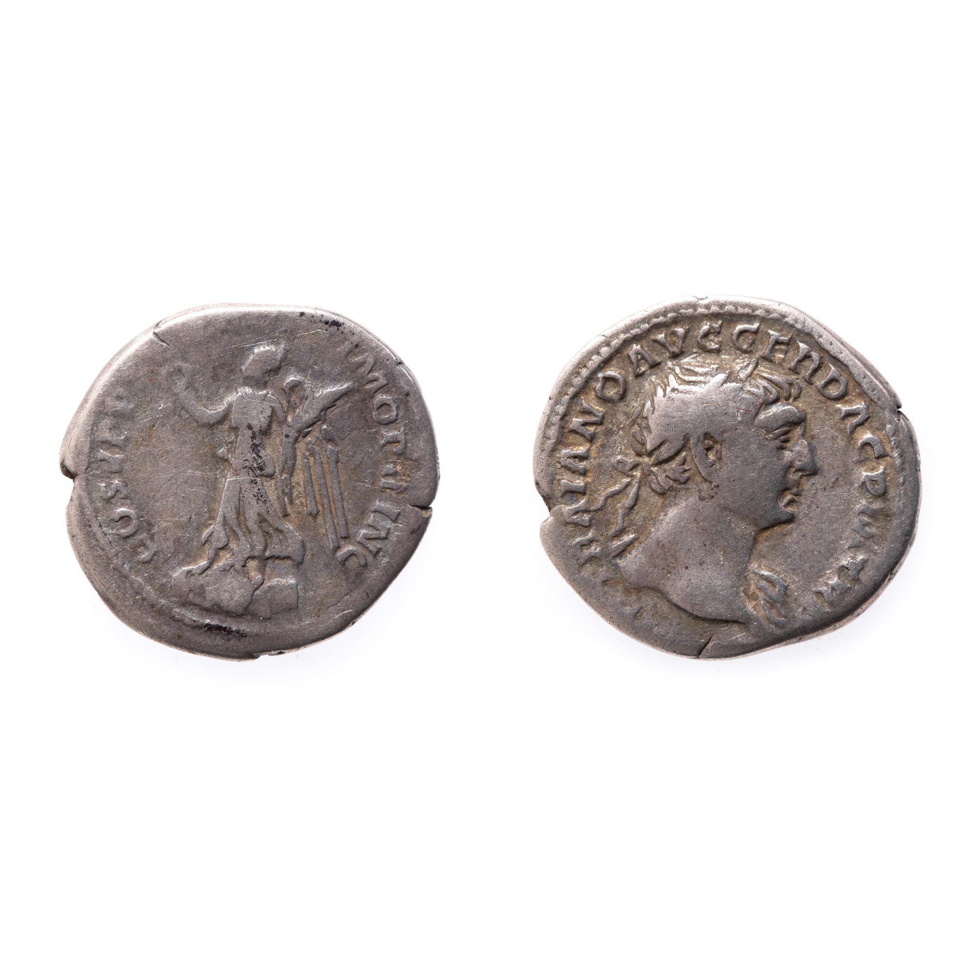 Denarius coin, Traian, Victoria type, 108-109 A.D. silver