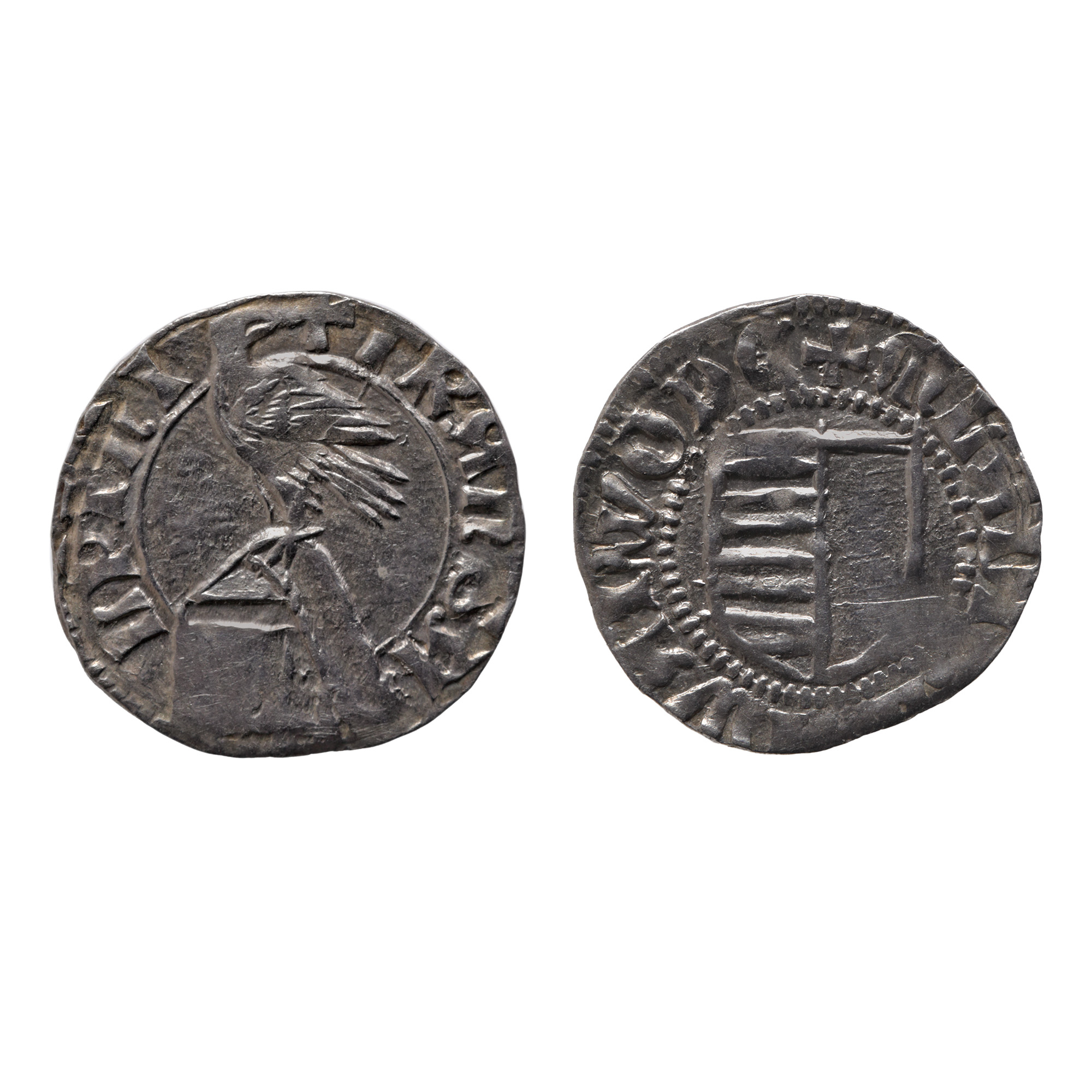 Monedă Dinar, Vladislav I, tip III comun muntean, Țara Românească, 1364-1377, argint