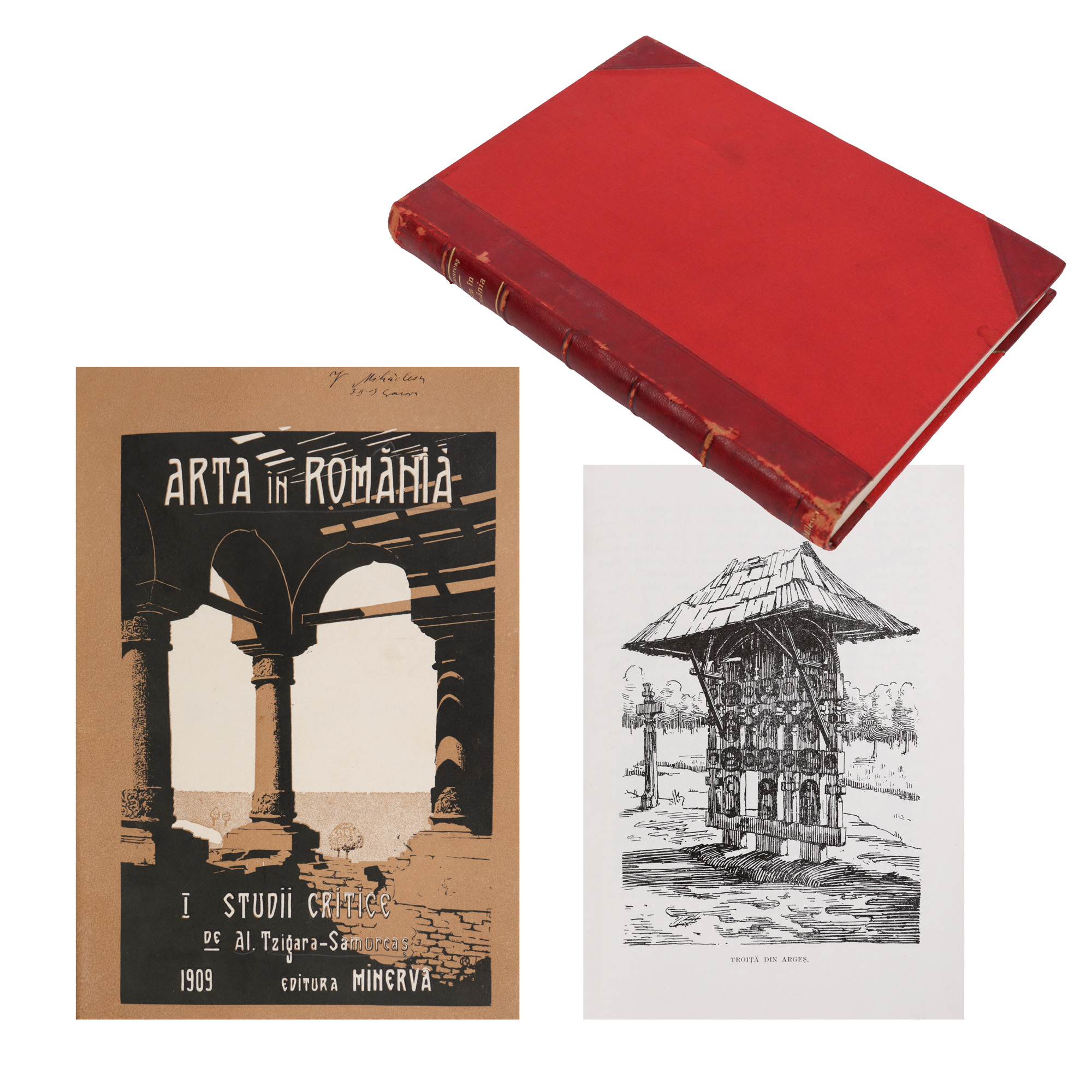 "Arta în România", de Al. Tzigara-Samurcaș, vol. I, București, 1909, cu ex-libris V. Mihăilescu