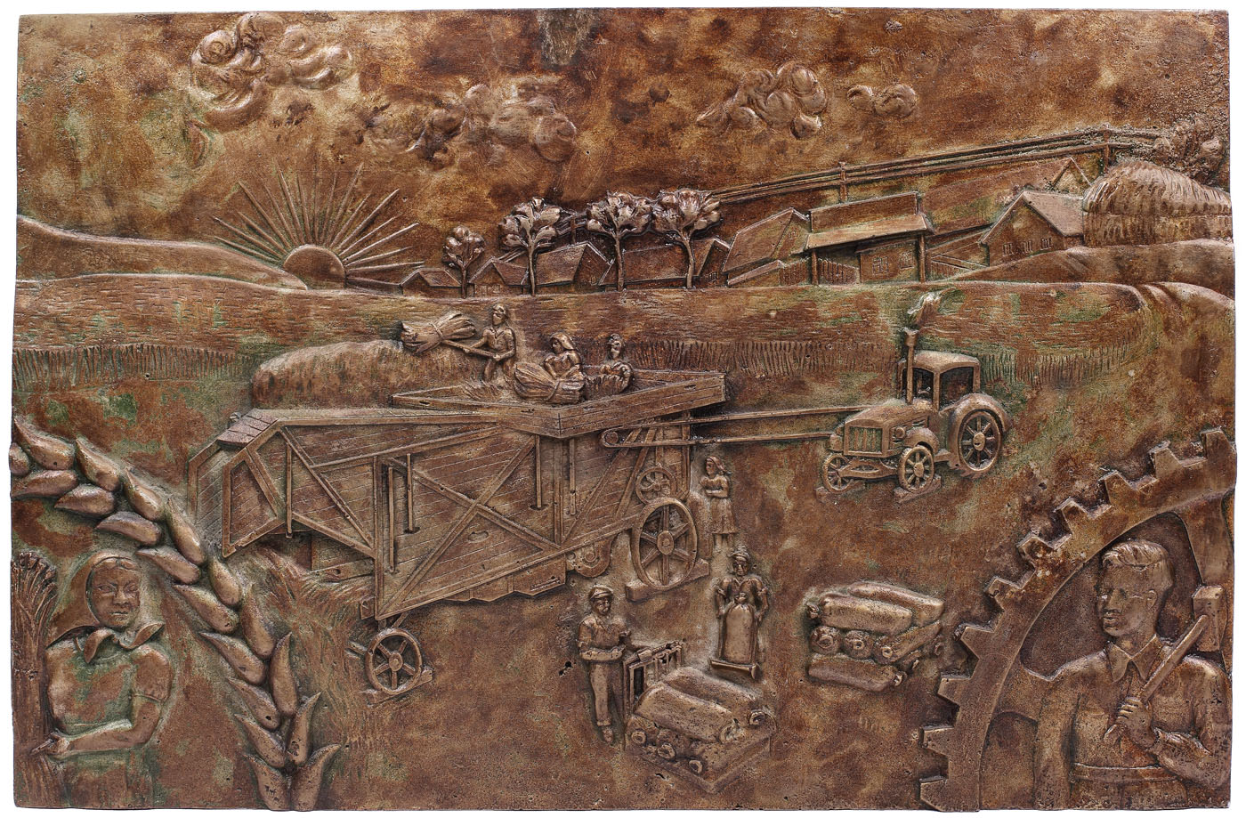 Basorelief înfâţişând mecanizarea agriculturii, anii 1960