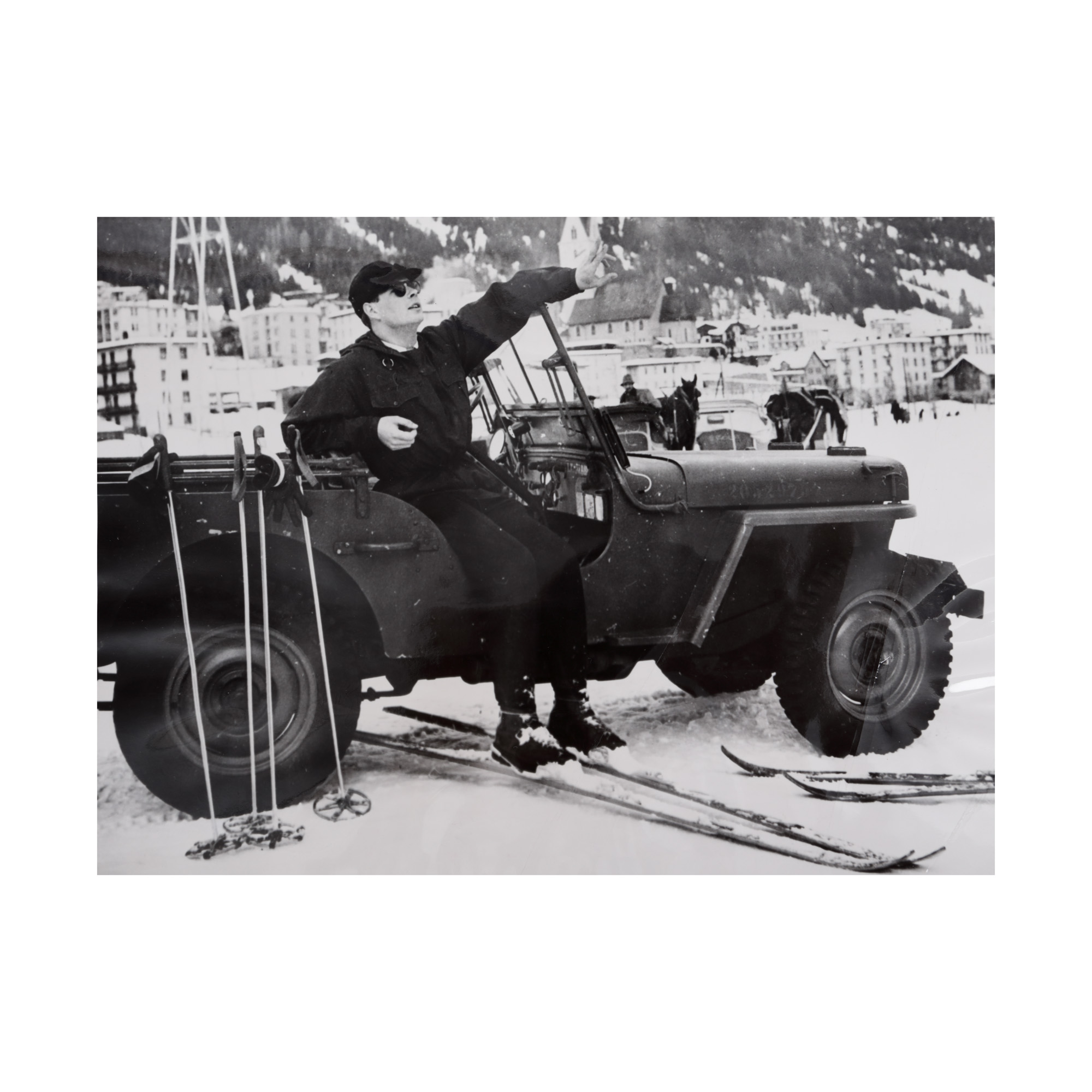 Press photograph depicting King Michael skiing in the Swiss resort of Davos, 1948