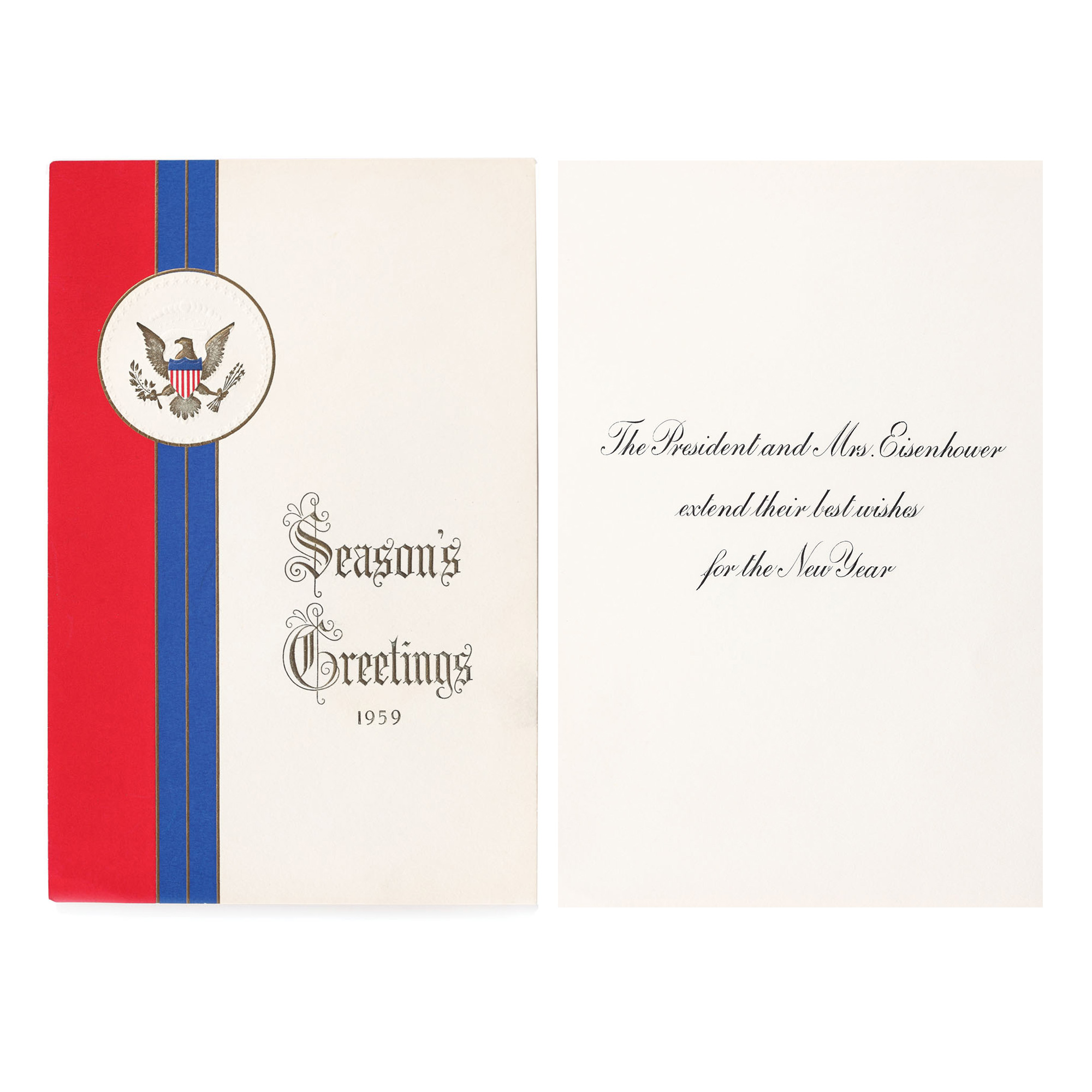 New Year greeting card from the President of the USA Dwight Eisenhower to former Ambassador of the Socialist Republic of Romania George Macovescu, 1959
