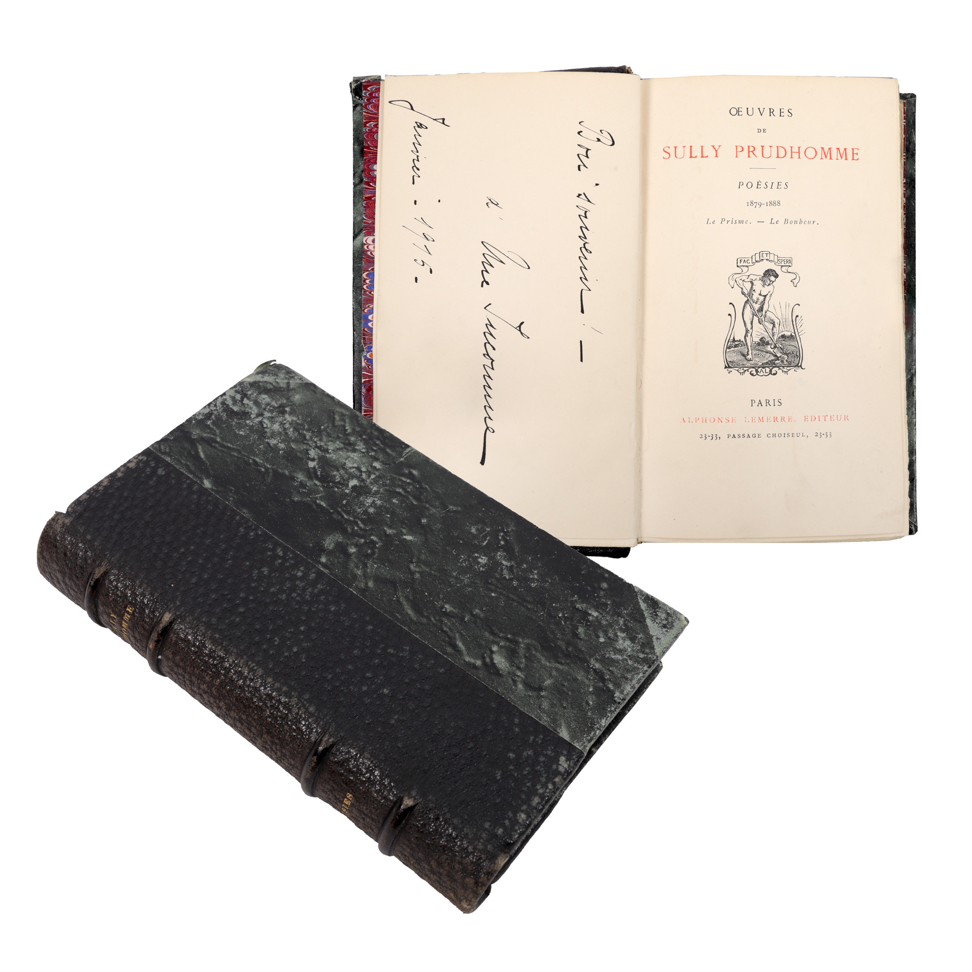 ‘Poezii’ (Poems), by Sully Prudhomme (the first writer to receive the Nobel Prize for Literature), Paris, 1910, with dedication, from the historical collection of Șerban Cioculescu-Maria Galaction
