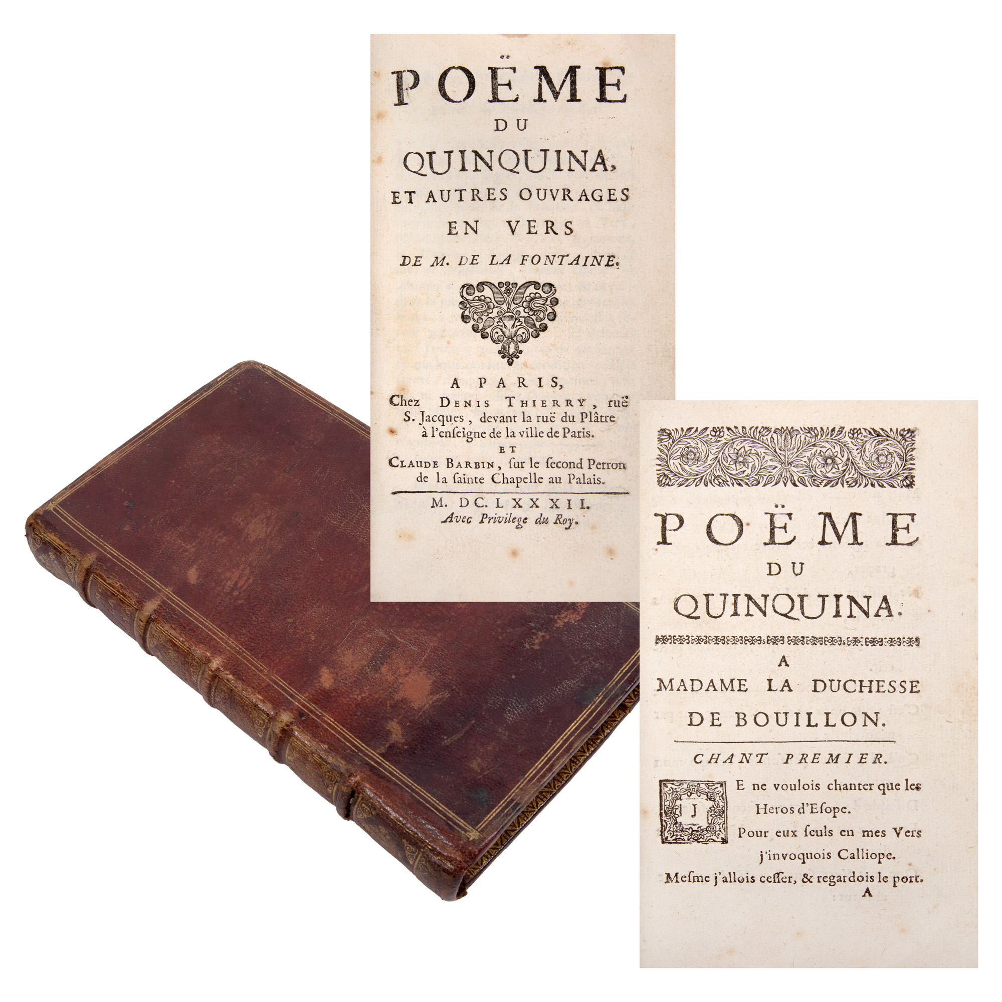 ”Fabula berzei și alte poezii”, de Jean de La Fontaine, ediție princeps, franceză, 1682