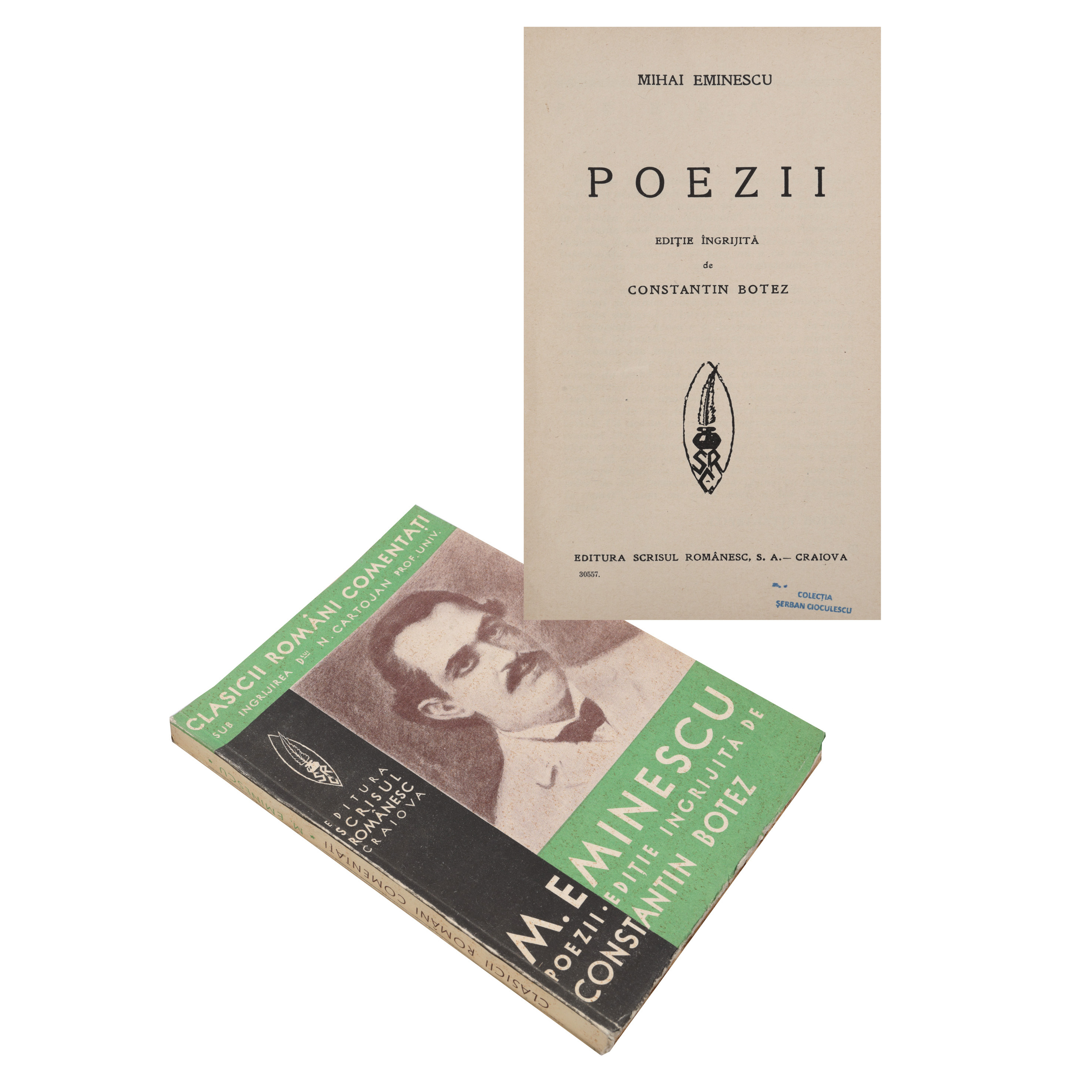 ‘Poezii’ (Poems), by Mihai Eminescu, Craiova, 1936, with ex-libris, from the collection of the literary critic Șerban Cioculescu 