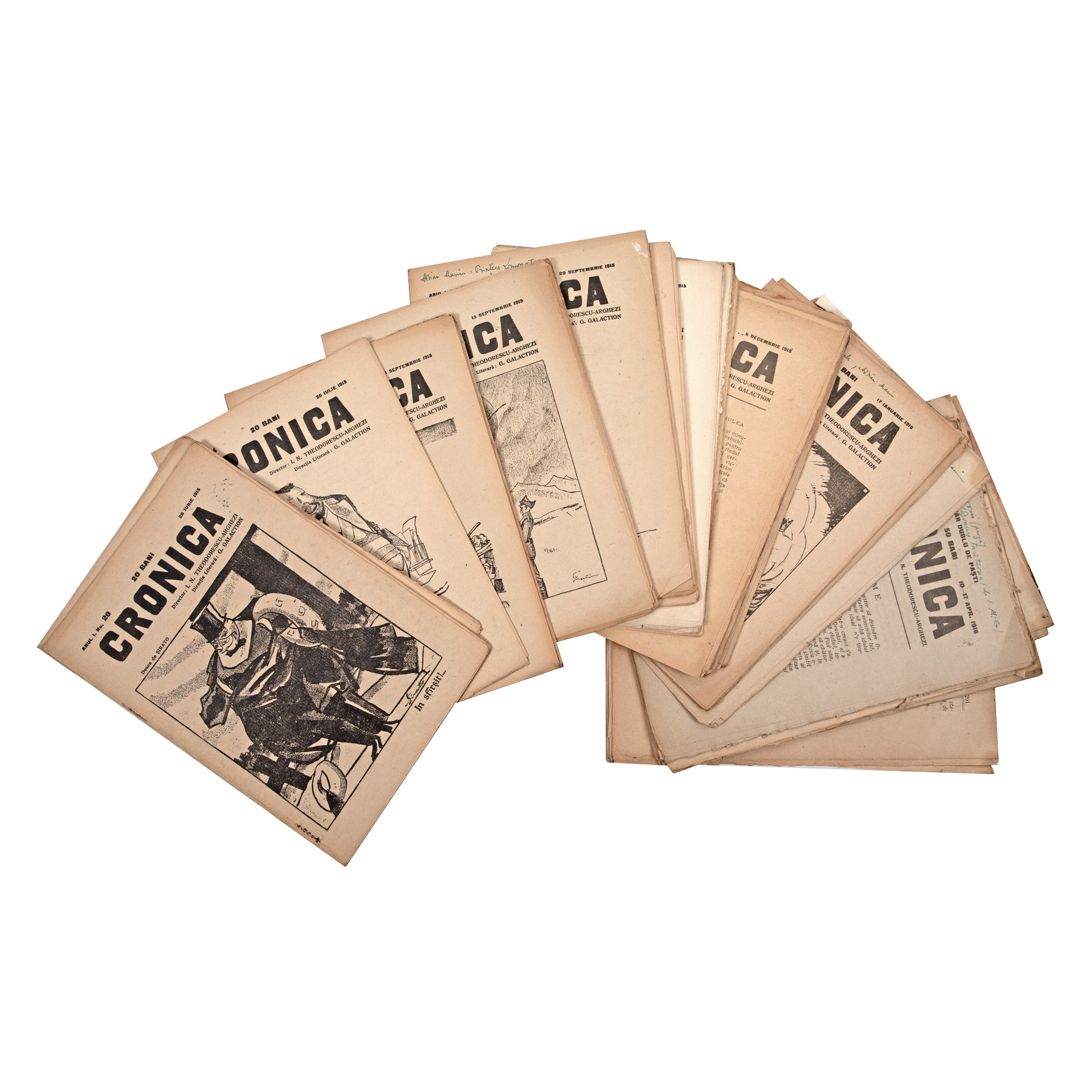 ‘Cronica’ magazines, 28 different editions, director I.N. Theodorescu-Arghezi, literary director Gala Galaction, from the collection of literary critic Șerban Cioculescu 