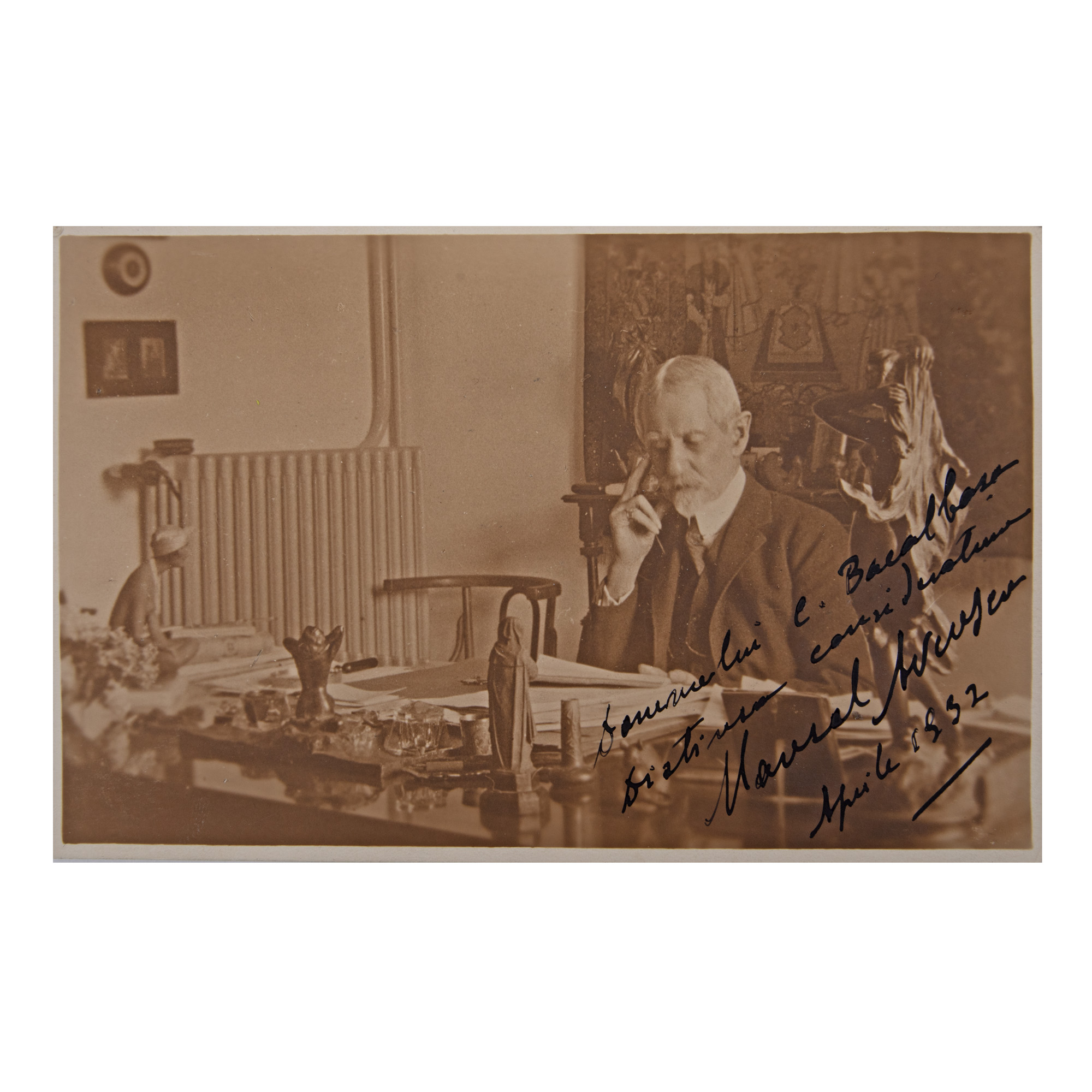 Postcard depicting General Alexandru Averescu, with a large text thanking him to the journalist Constantin Bacalbașa, 1932